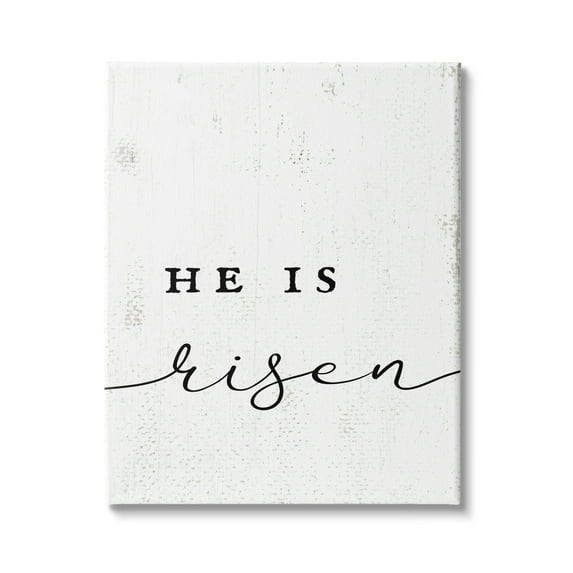 Stupell Industries He Is Risen Phrase Rustic Pattern Minimal Text, 16 x 20, Design by Daphne Polselli