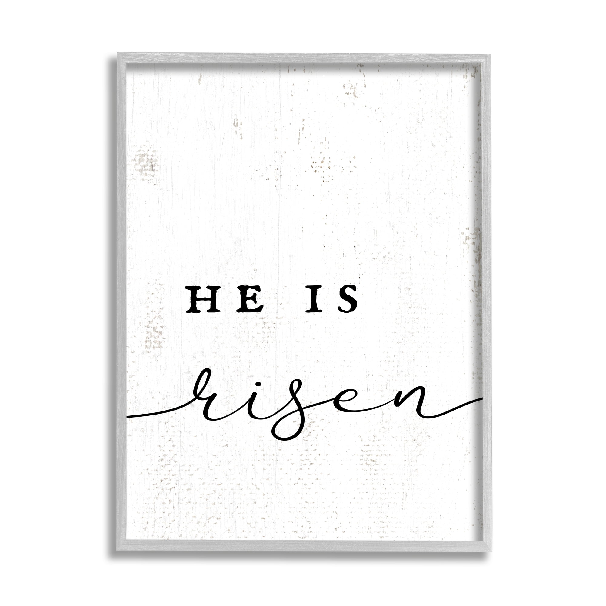 Stupell Industries He Is Risen Phrase Rustic Pattern Minimal Text, 24 x 30, Design by Daphne Polselli