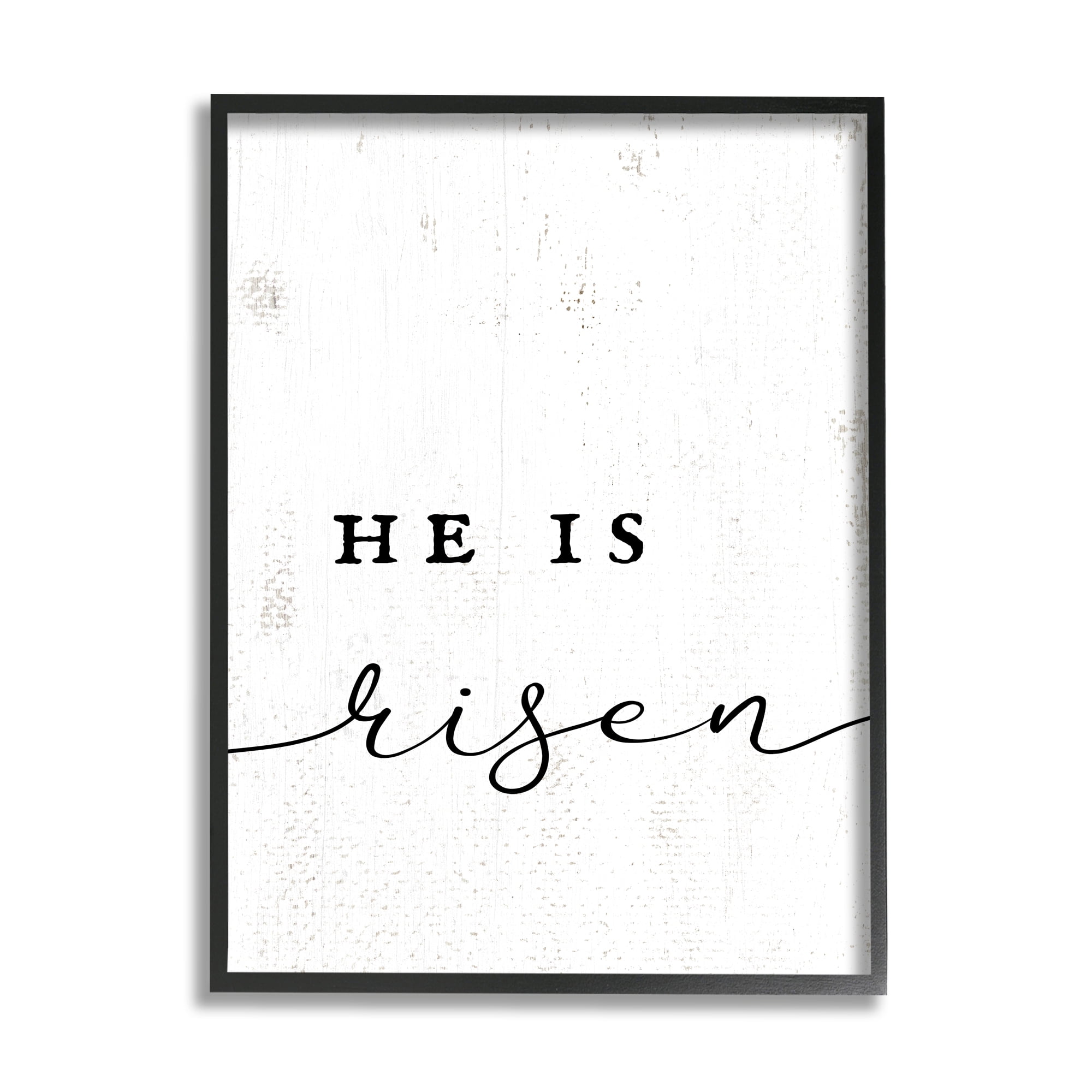 Stupell Industries He Is Risen Phrase Rustic Pattern Minimal Text, 24 x 30, Design by Daphne Polselli
