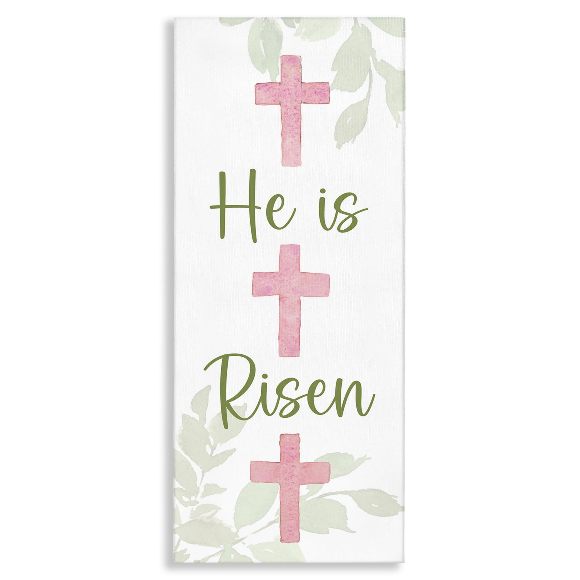 Stupell Industries He Is Risen Proverb Religious Painting Gallery Wrapped Canvas Art Print Wall Art, 10 x 24
