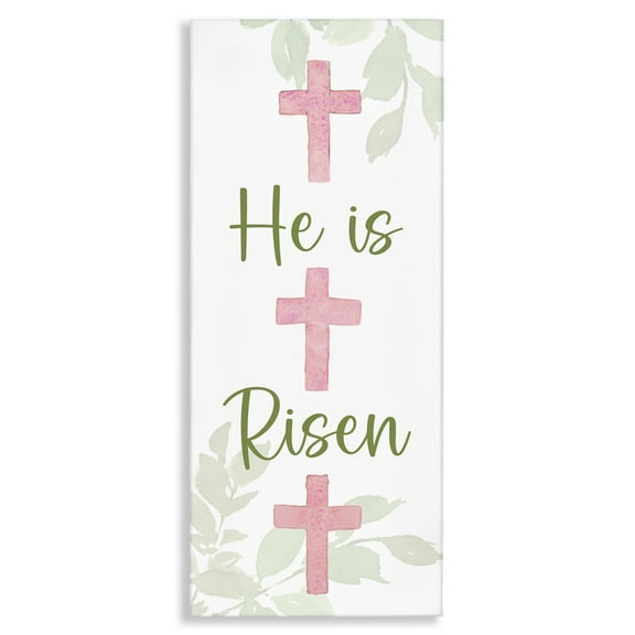 Stupell Industries He Is Risen Proverb Religious Painting Gallery Wrapped Canvas Art Print Wall Art, 10 x 24