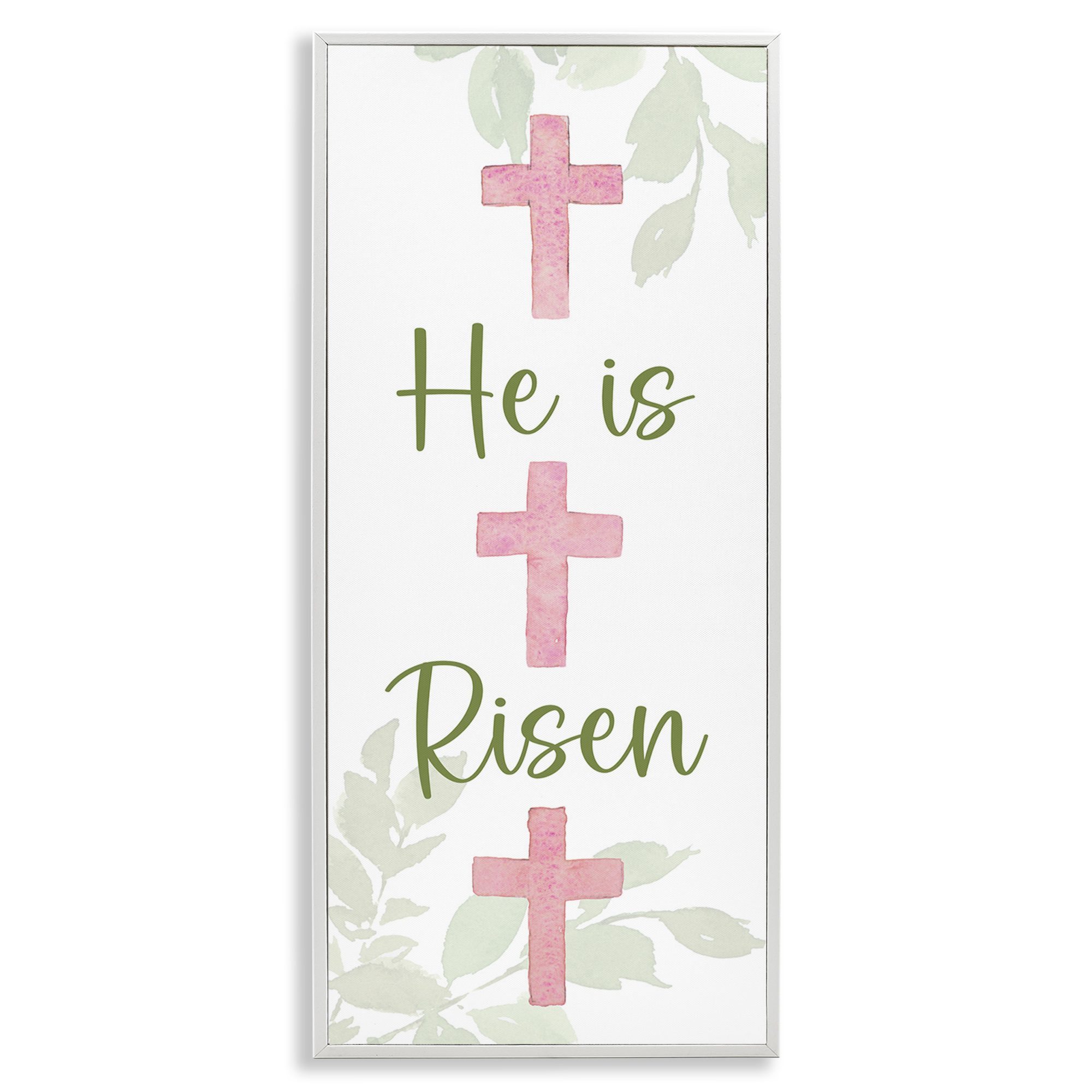 Stupell Industries He Is Risen Proverb Religious Painting White Framed Art Print Wall Art, 13 x 30