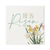 Stupell Industries He Is Risen Religious Easter Holiday Flower Blossoms Graphic Art Gallery Wrapped Canvas Print Wall Art, Design by Kim Allen