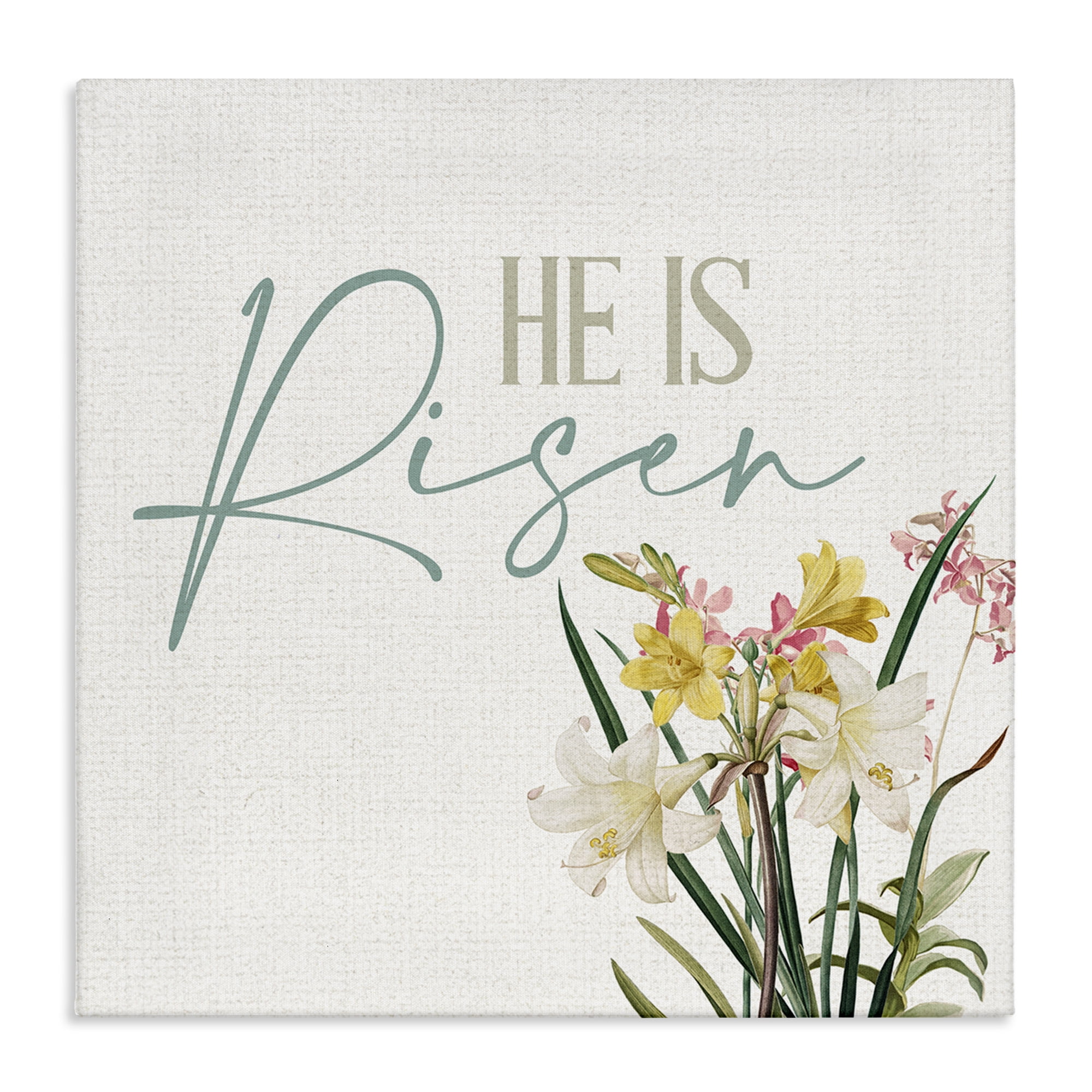 He Is Risen Religious Easter Holiday Flower Blossoms Canvas Art, 36 x 36, By Kim Allen