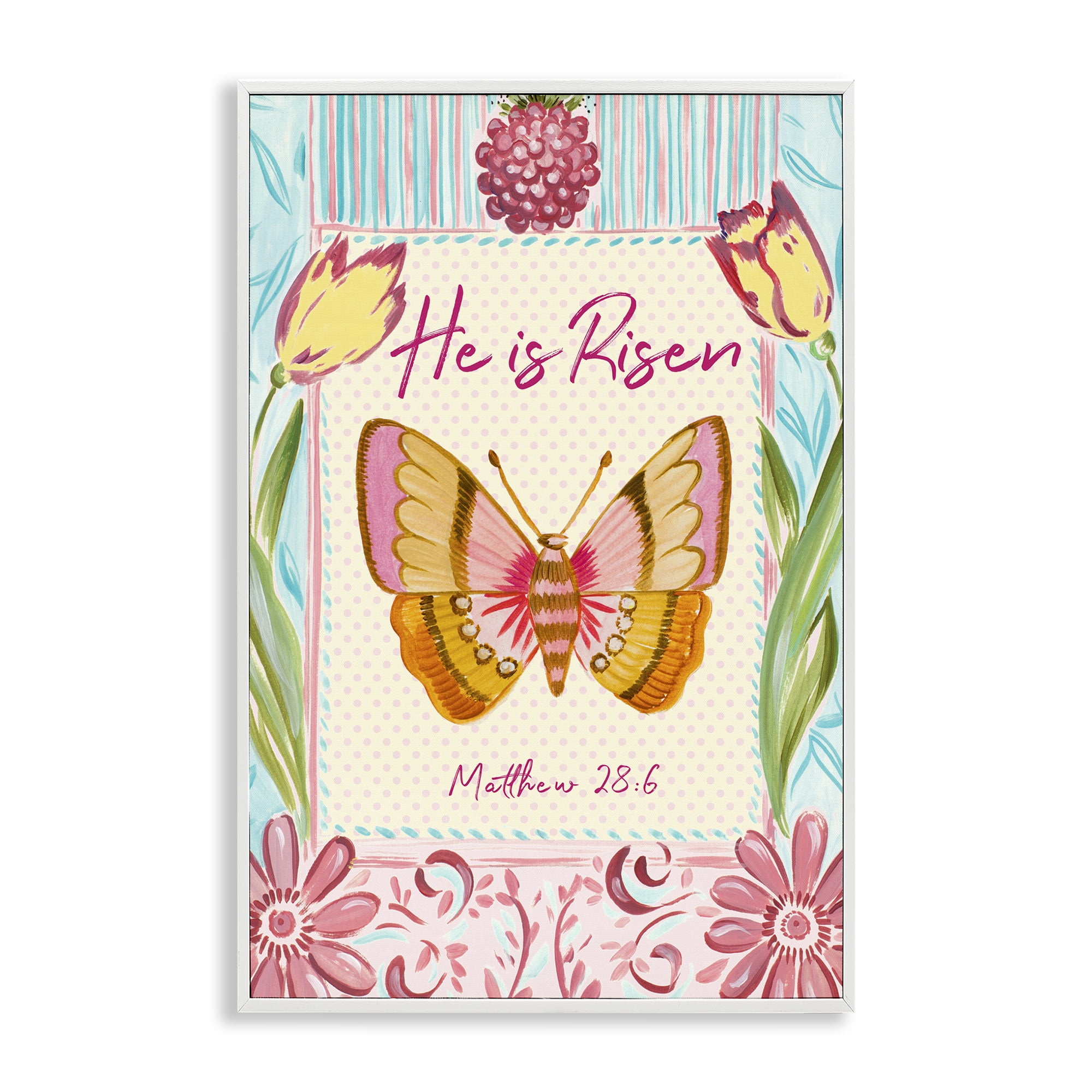 Stupell Industries He Is Risen with Butterfly White Framed Giclee Art, design by Ani Del Sol