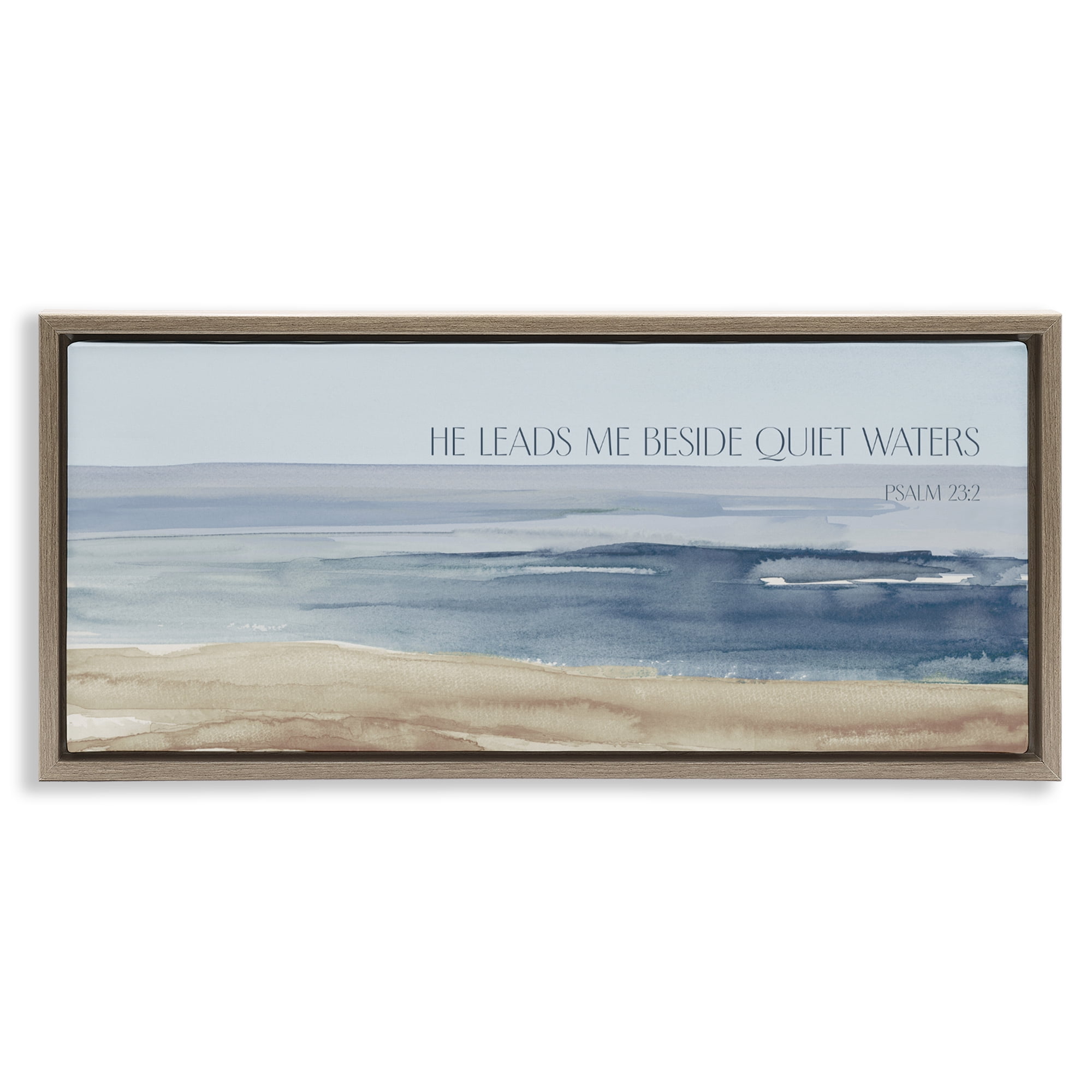Stupell Industries He Leads Me Quiet Waters Brown Framed Floater Canvas Wall Art, design by Lanie Loreth