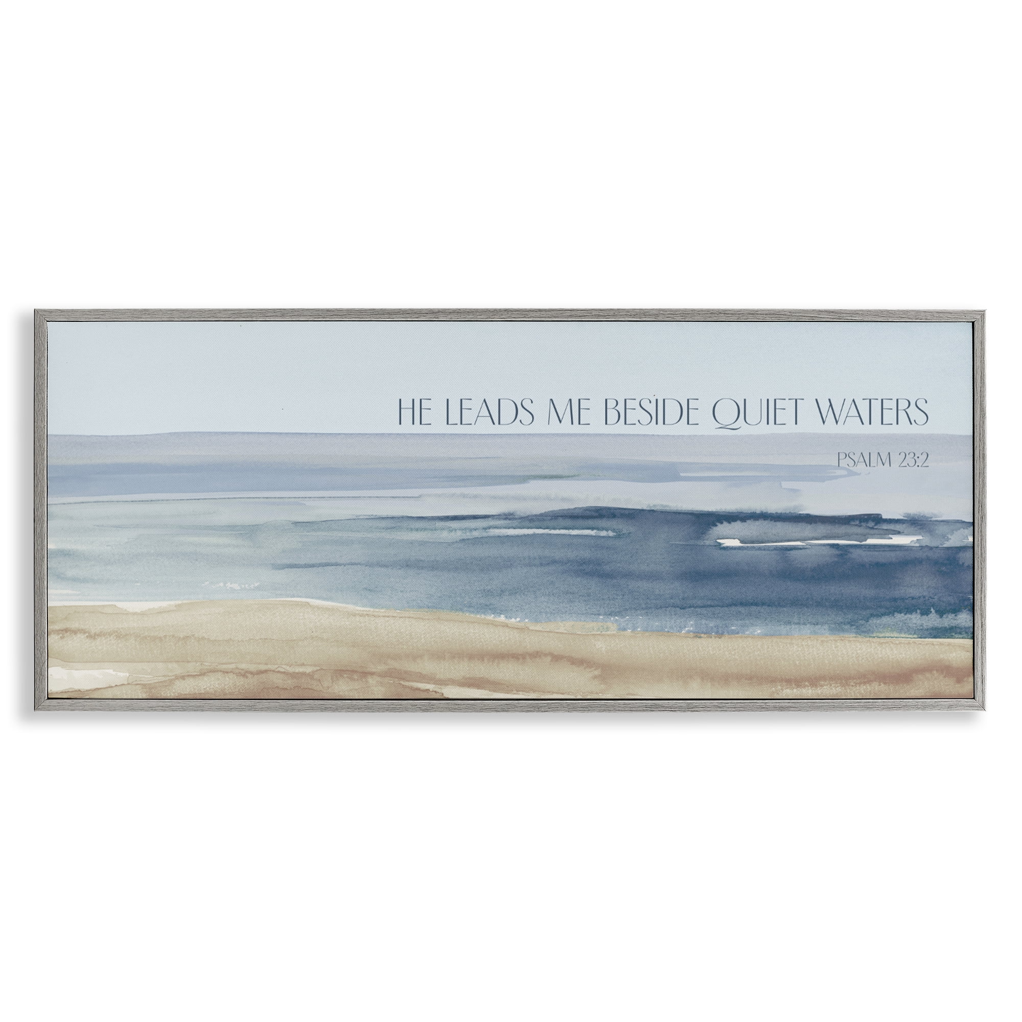 Stupell Industries He Leads Me Quiet Waters Gray Framed Giclee Art, design by Lanie Loreth