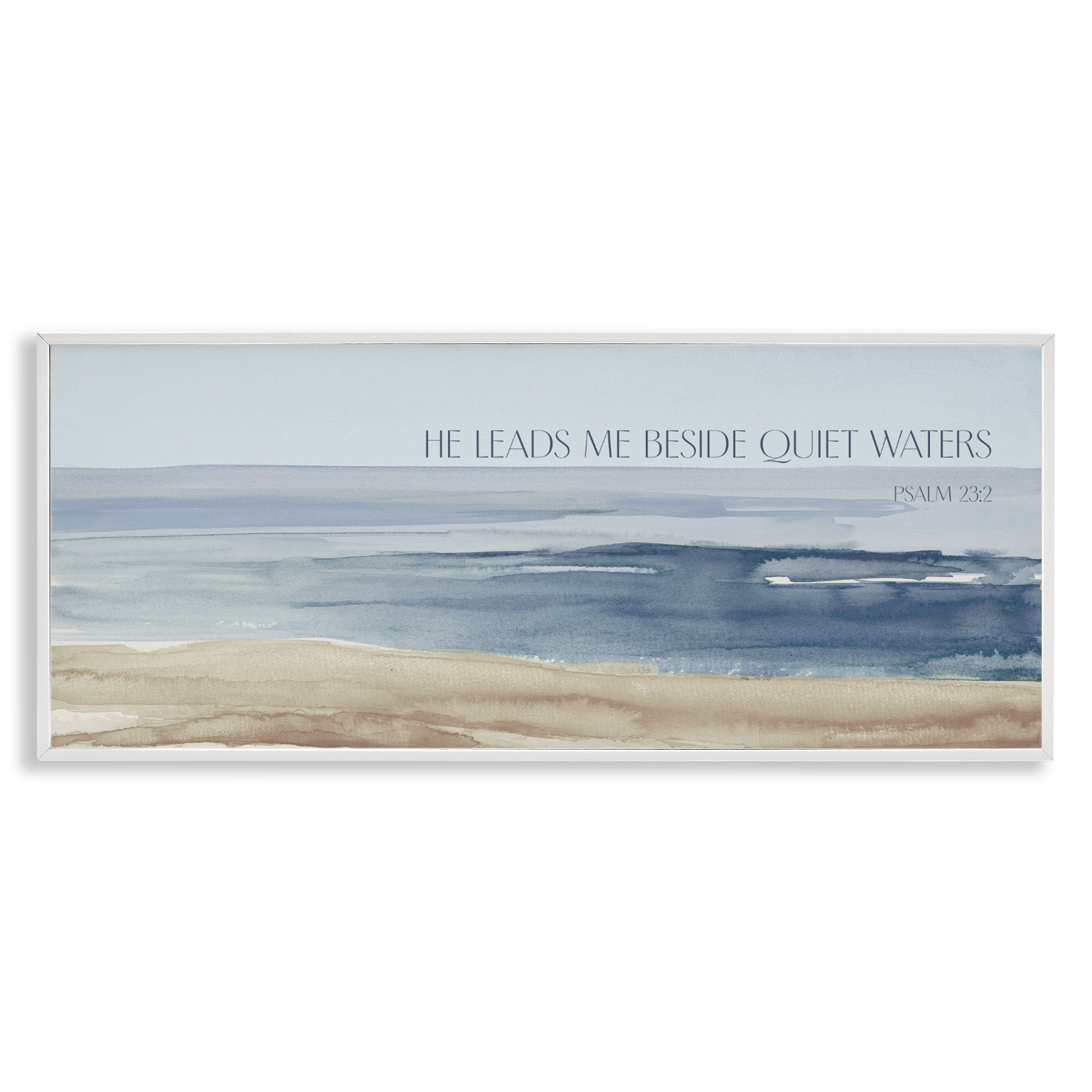 Stupell Industries He Leads Me Quiet Waters White Framed Giclee Art, design by Lanie Loreth