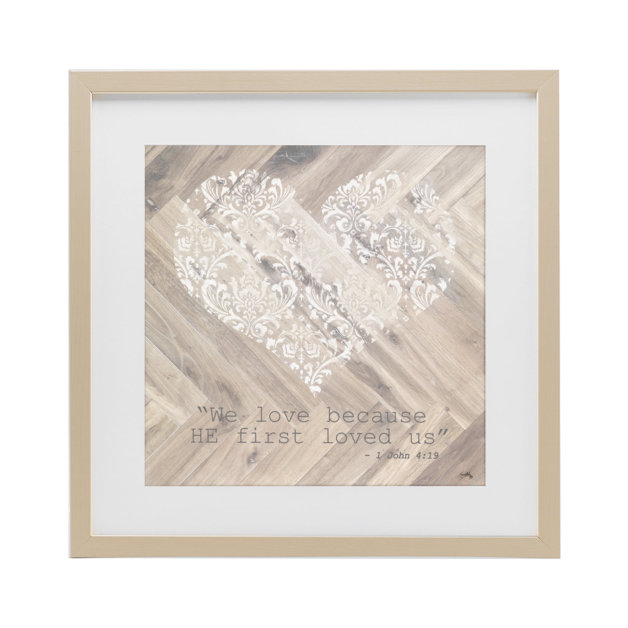 Stupell Industries He Loved Us First Birch Framed Print Under Glass, design by Elizabeth Medley