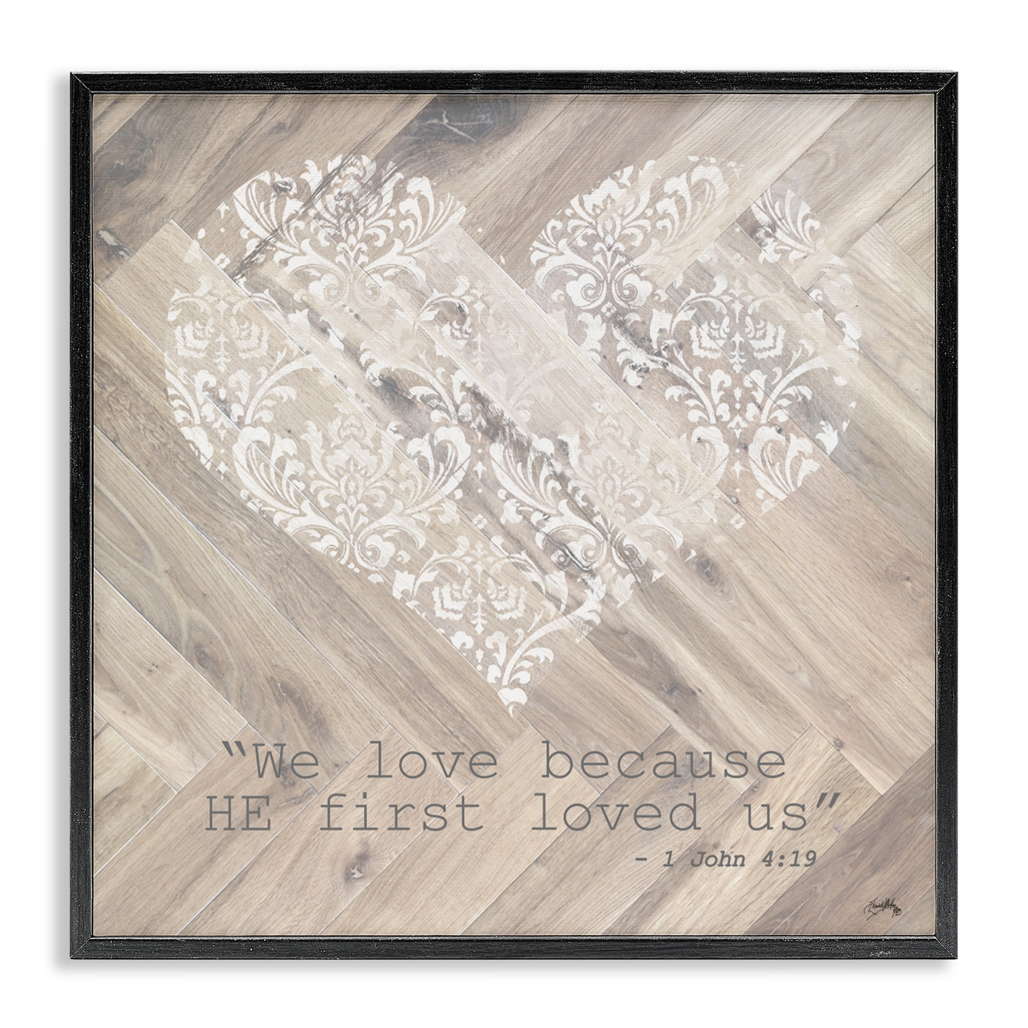 Stupell Industries He Loved Us First Black Framed Giclee Art, design by Elizabeth Medley