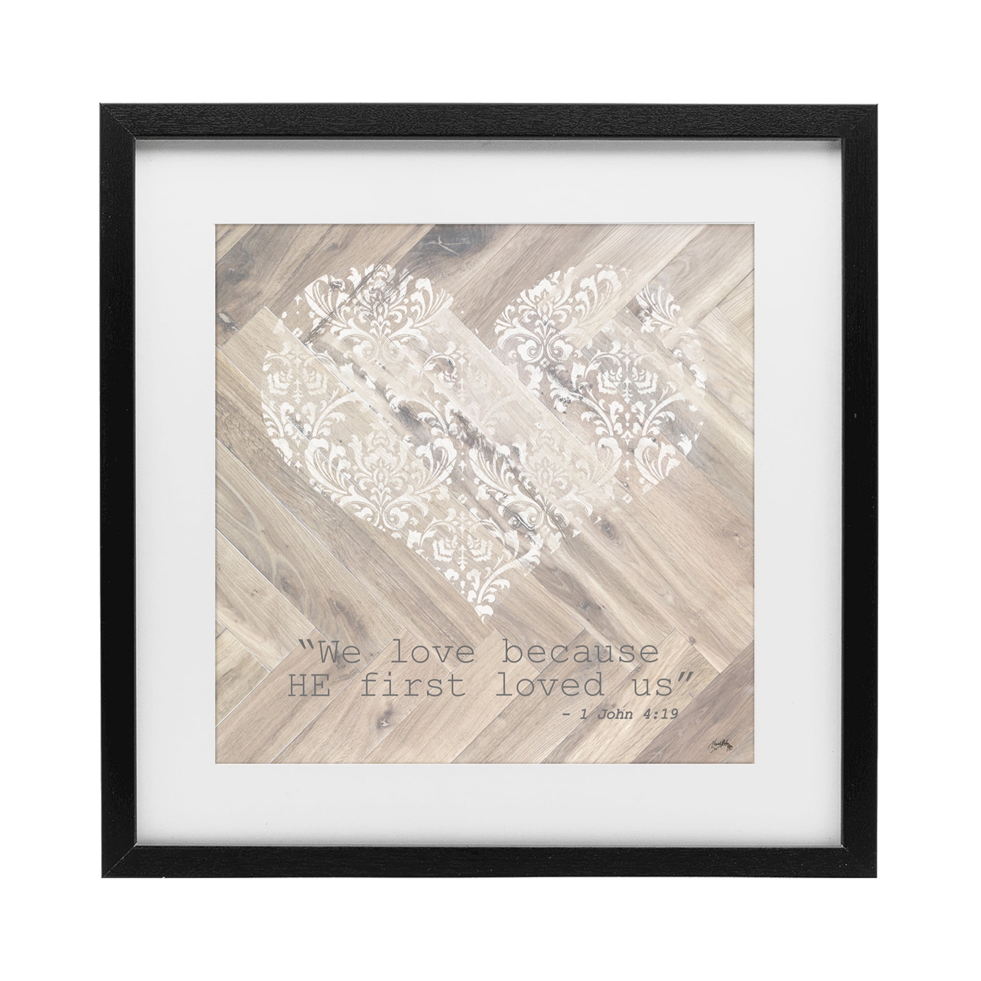 Stupell Industries He Loved Us First Black Framed Print Under Glass, design by Elizabeth Medley