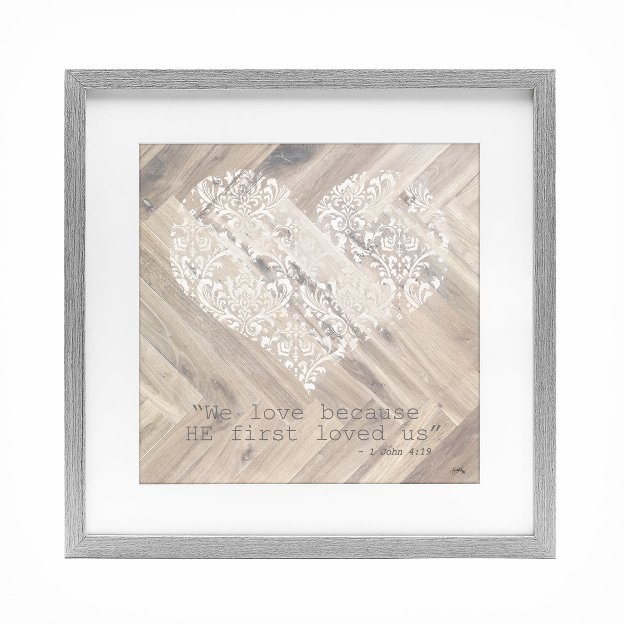 Stupell Industries He Loved Us First Gray Framed Print Under Glass, design by Elizabeth Medley