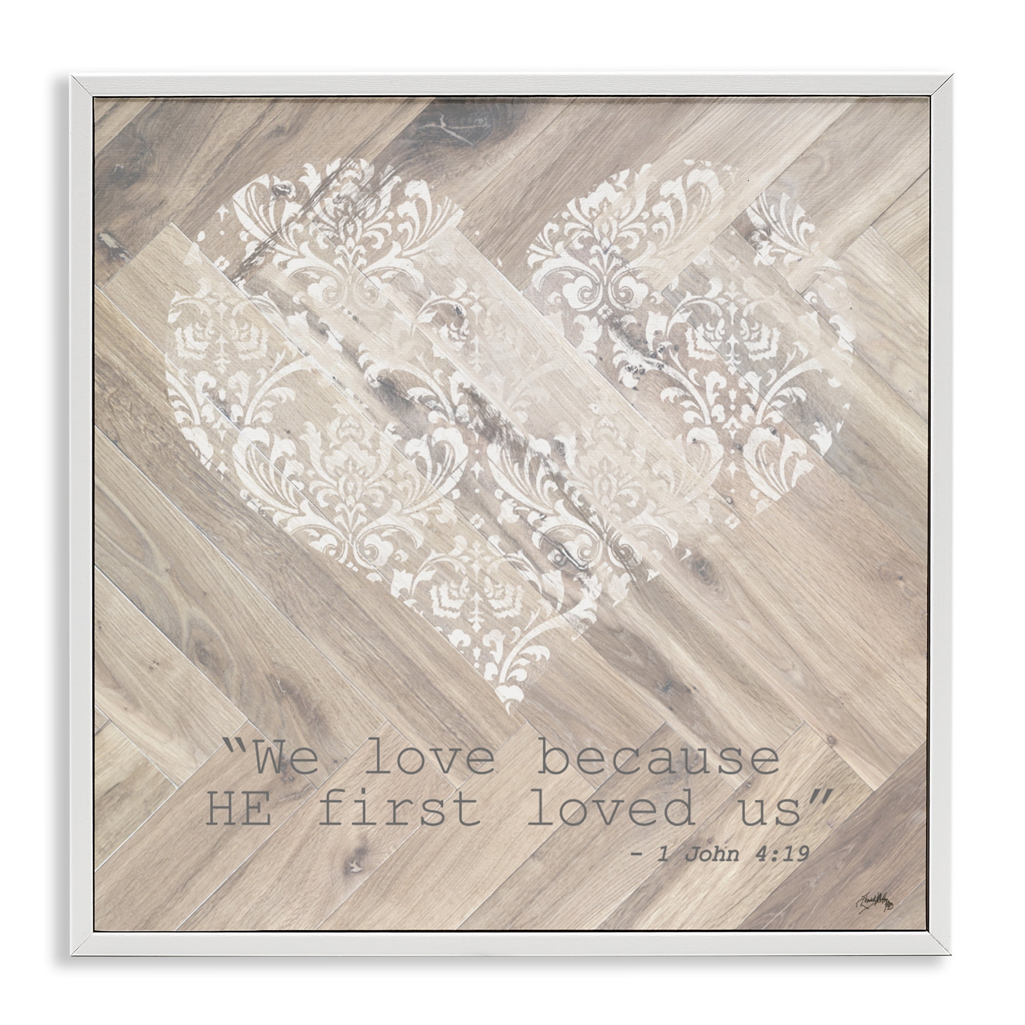 Stupell Industries He Loved Us First White Framed Giclee Art, design by Elizabeth Medley