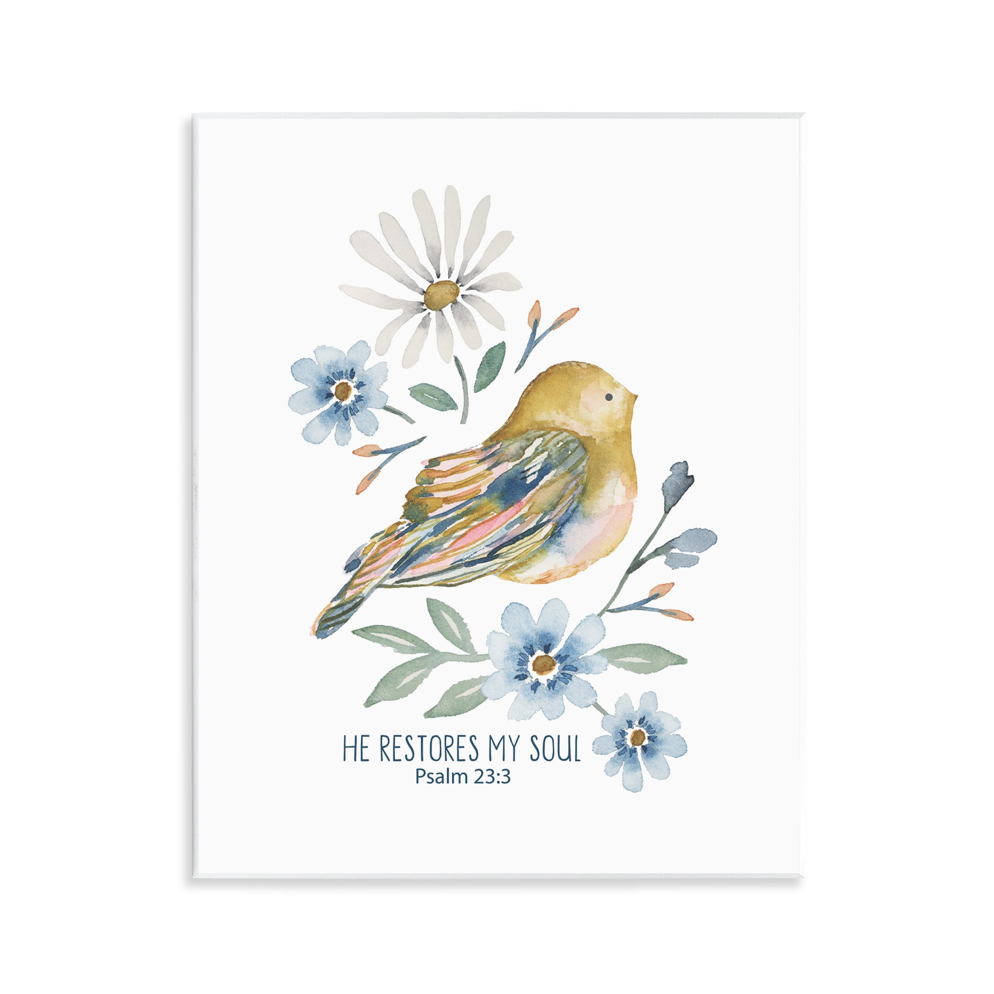 Stupell Industries He Restores My Soul Botanical & Floral Painting Unframed Art Print Wall Art, 11 x 14