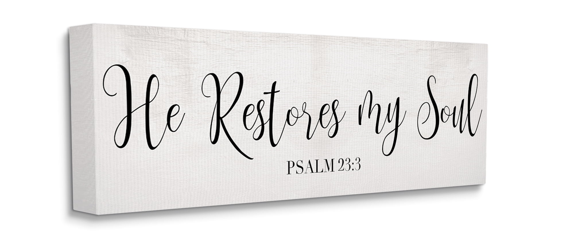 Stupell Industries He Stores My Soul Phrase Charming Cursive Typography Canvas Wall Art, 17 x 40, Design by Daphne Polselli