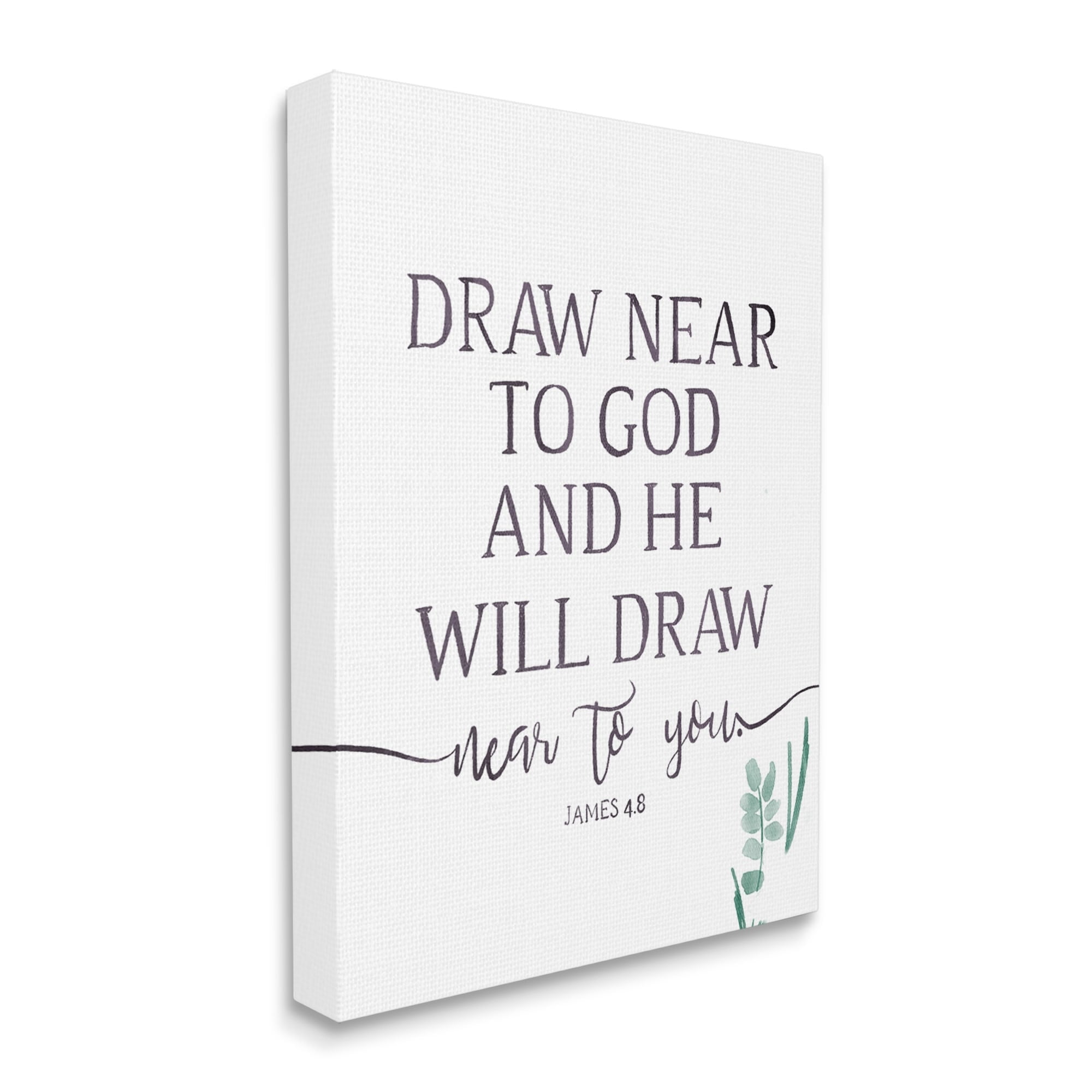 Stupell Industries He Will Draw Near Faith Phrase Green Sprout Canvas Wall Art by Onrei