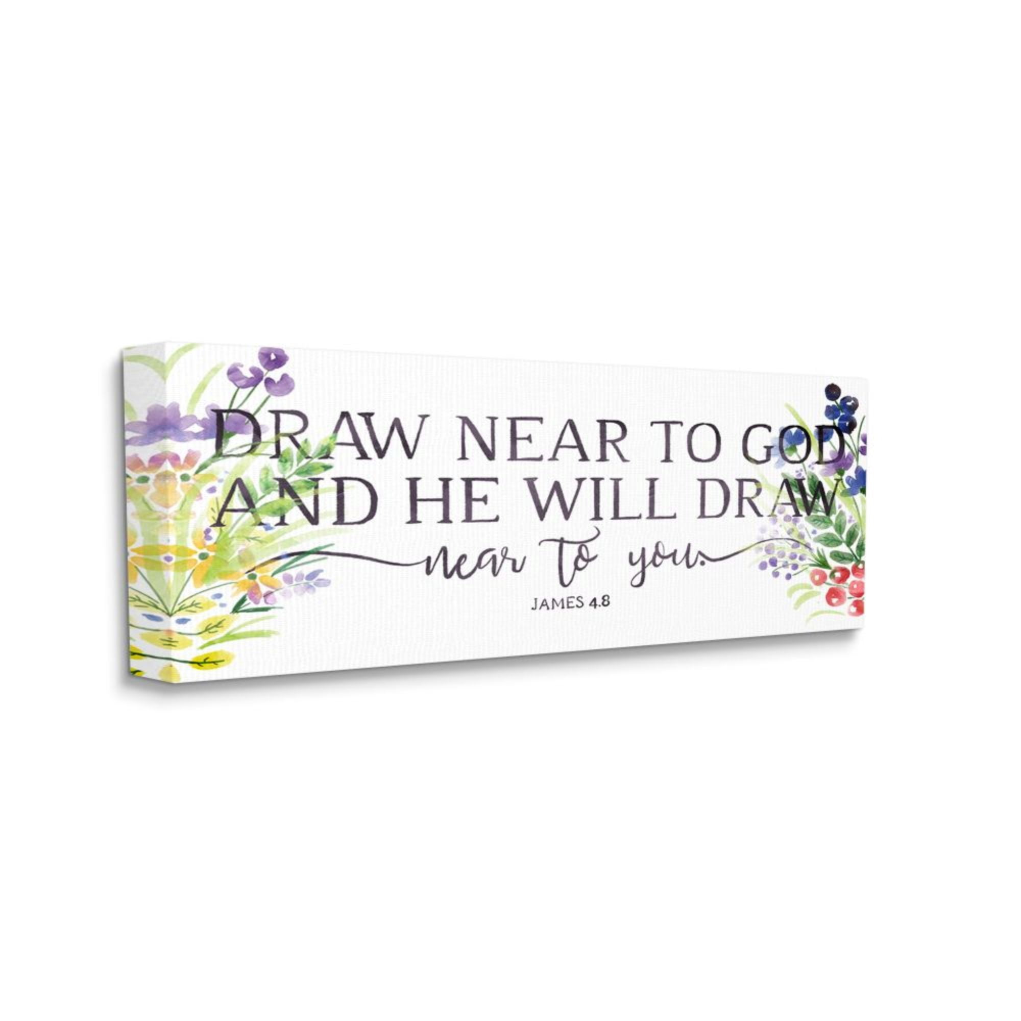 Stupell Industries He Will Draw Near Quote Spiritual Spring Florals Design by Onrei, 10" x 24"