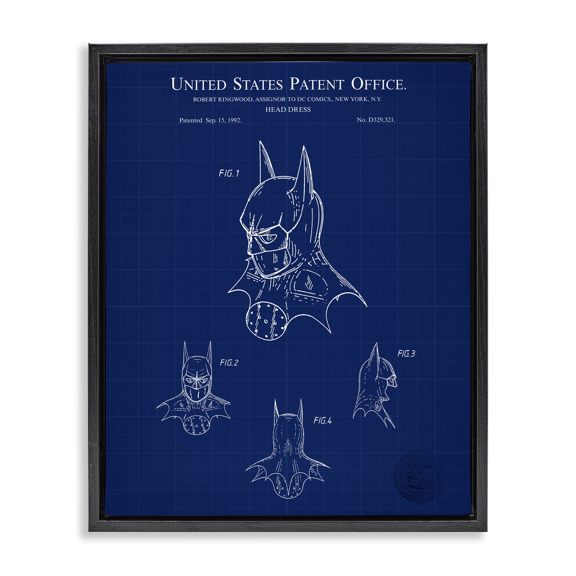Stupell Industries Head Dress Blueprint Novelty Painting Black Floater Framed Art Print Wall Art, 25 x 31