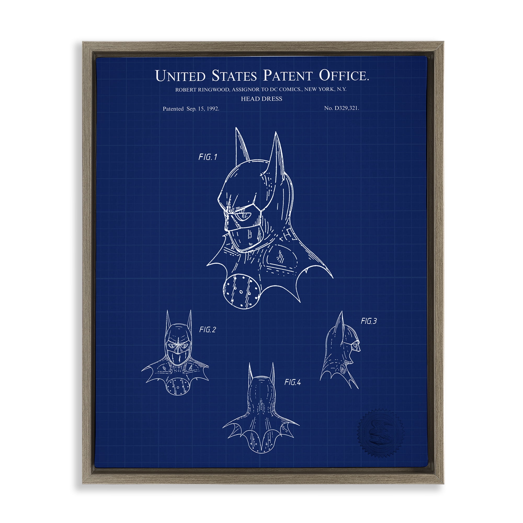 Stupell Industries Head Dress Blueprint Novelty Painting Brown Floater Framed Art Print Wall Art, 17 x 21