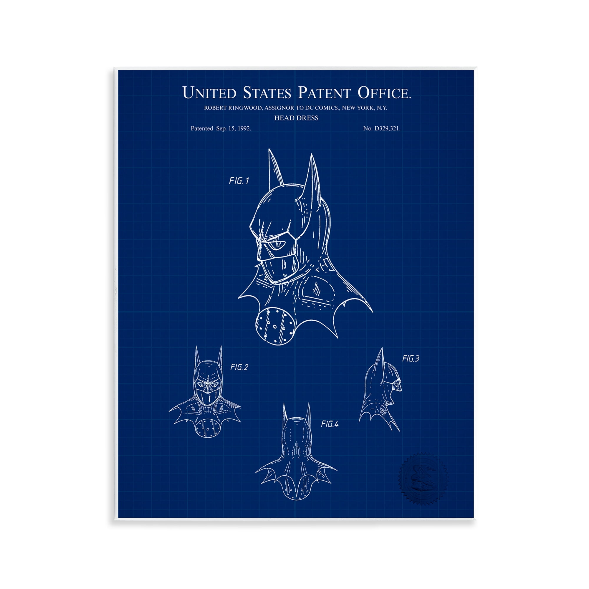 Stupell Industries Head Dress Blueprint Novelty Painting Unframed Art Print Wall Art, 11 x 14