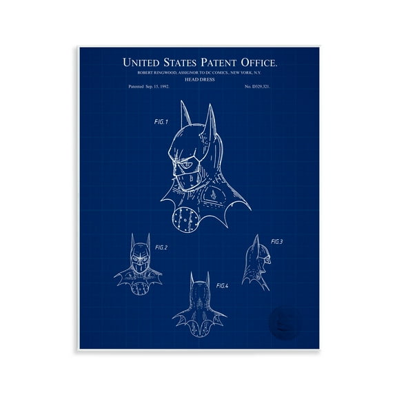 Stupell Industries Head Dress Blueprint Novelty Painting Unframed Art Print Wall Art, 11 x 14