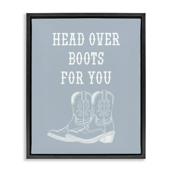 Stupell Industries Head Over Boots For You Fashion Painting Black Floater Framed Canvas Art Print Wall Art, 17 x 21