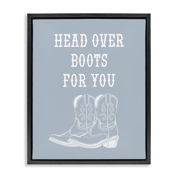 Stupell Industries Head Over Boots For You Fashion Painting Black Floater Framed Canvas Art Print Wall Art, 17 x 21