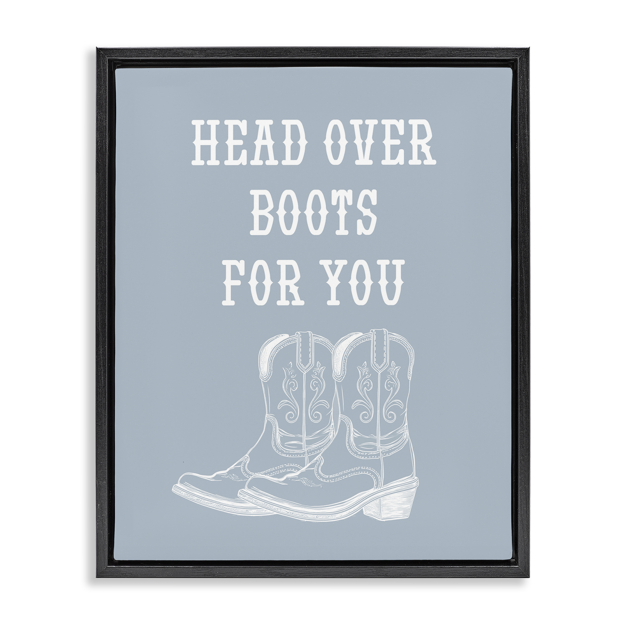 Stupell Industries Head Over Boots For You Fashion Painting Black Floater Framed Canvas Art Print Wall Art, 25 x 31