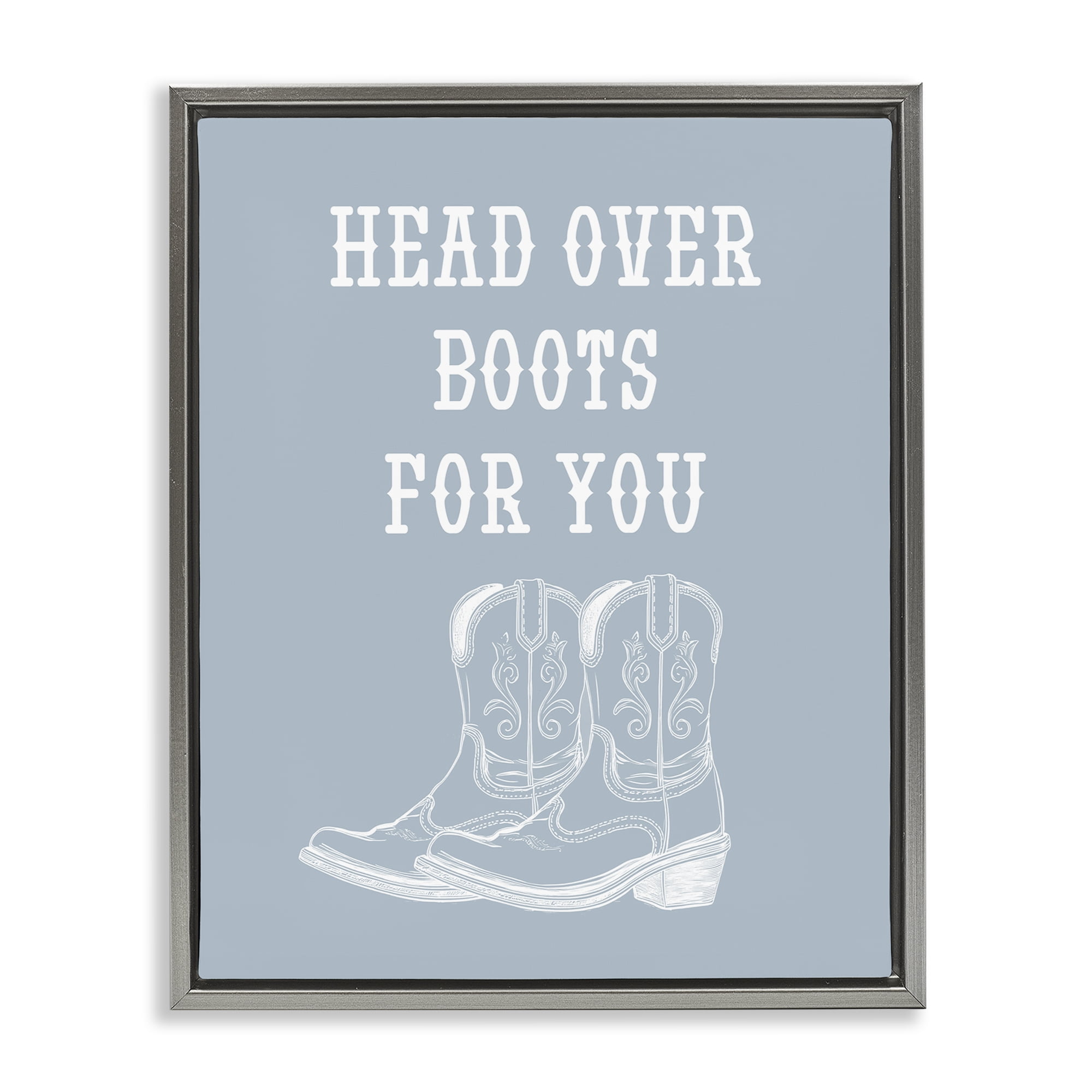 Stupell Industries Head Over Boots For You Fashion Painting Gray Floater Framed Canvas Art Print Wall Art, 17 x 21