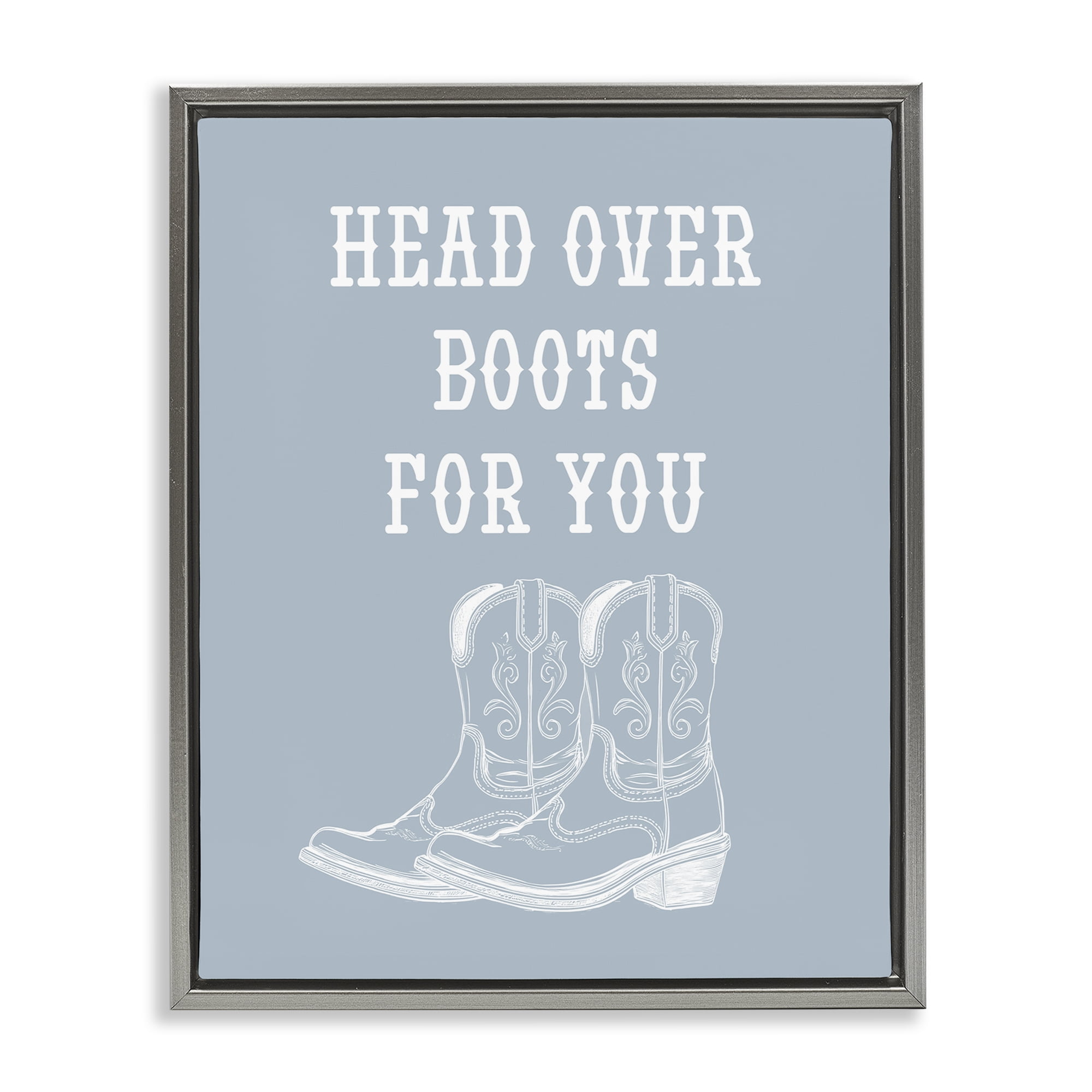 Stupell Industries Head Over Boots For You Fashion Painting Gray Floater Framed Canvas Art Print Wall Art, 25 x 31