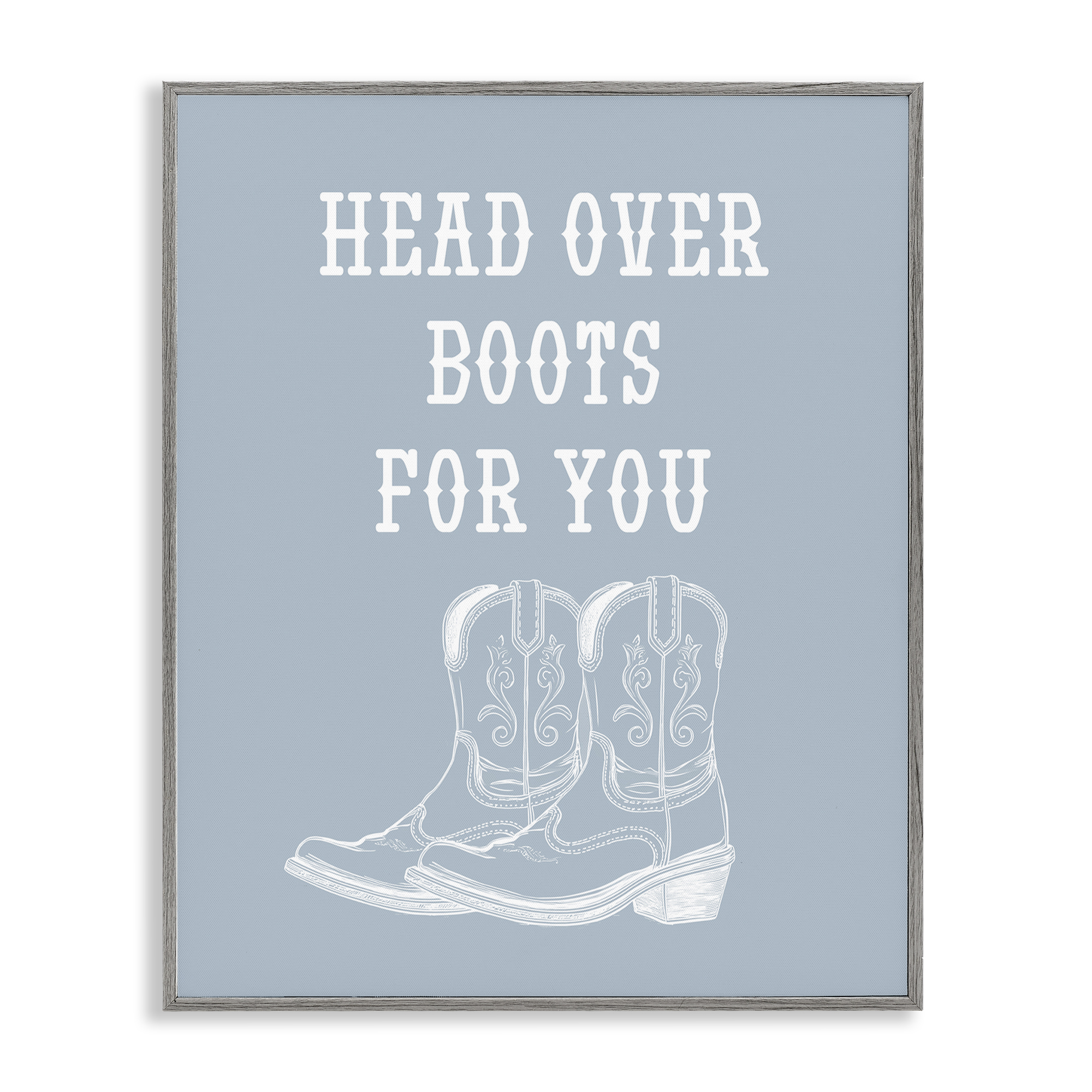 Stupell Industries Head Over Boots For You Fashion Painting Gray Framed Art Print Wall Art, 11 x 14