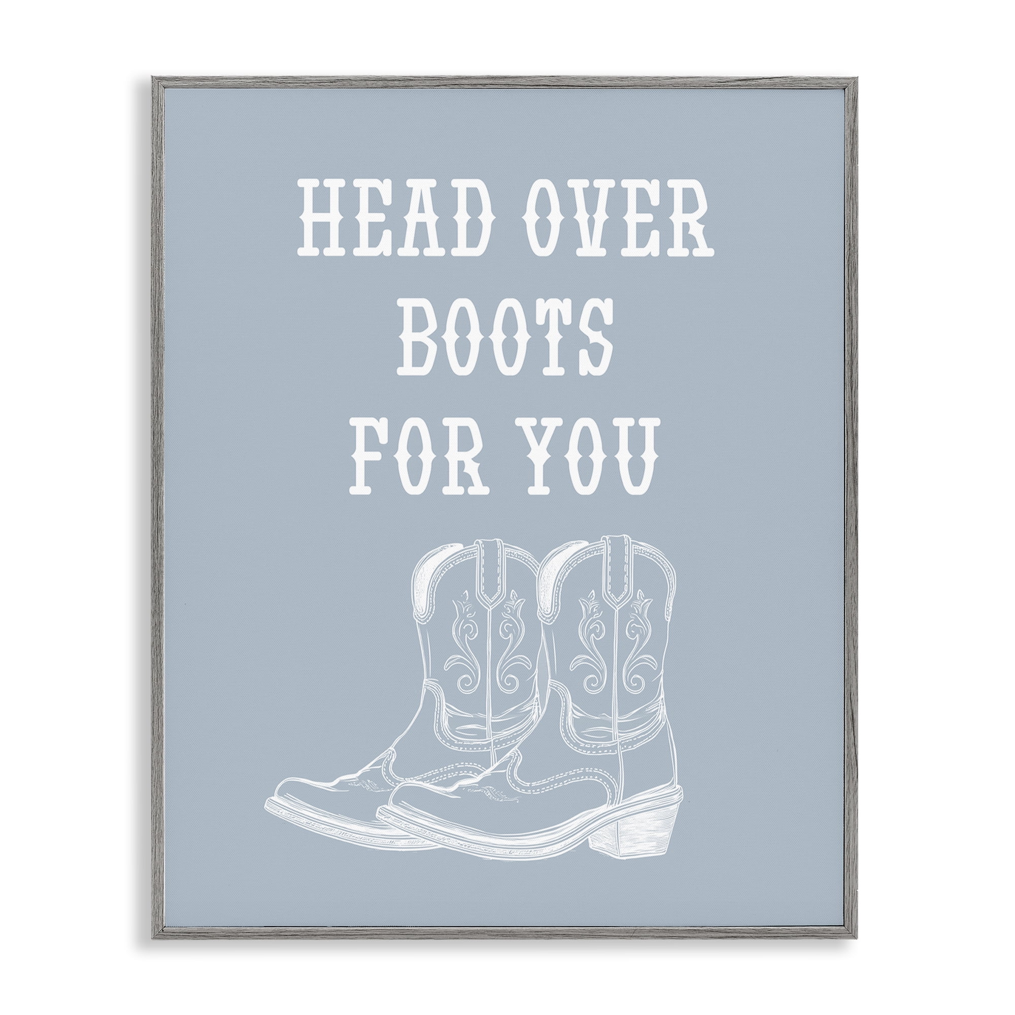 Stupell Industries Head Over Boots For You Fashion Painting Gray Framed Art Print Wall Art, 24 x 30