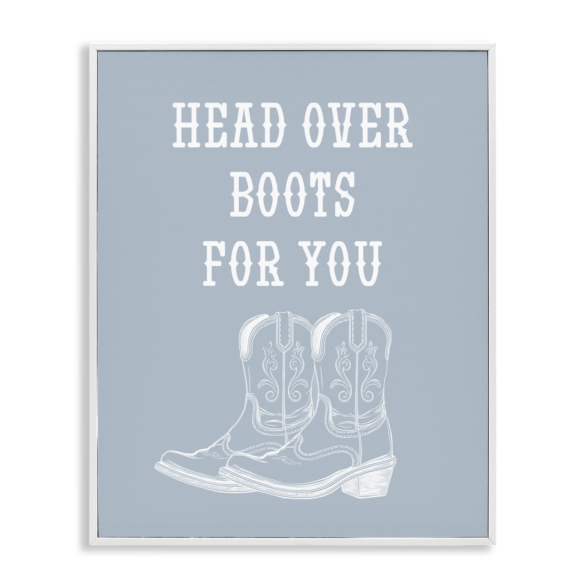 Stupell Industries Head Over Boots For You Fashion Painting White Framed Art Print Wall Art, 24 x 30