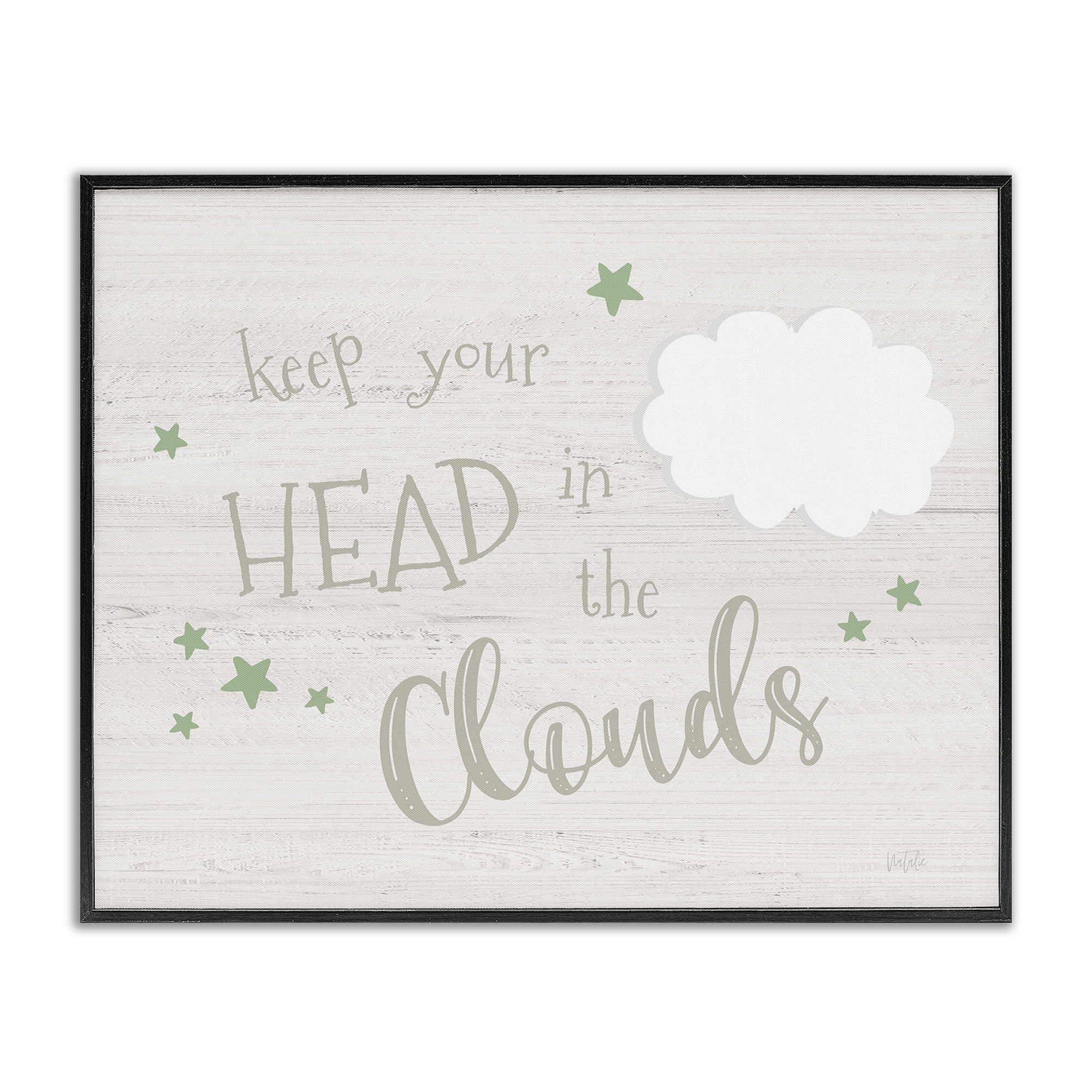 Stupell Industries Head in Clouds Phrase Landscape & Nature Painting Black Framed Art Print Wall Art, 20 x 16