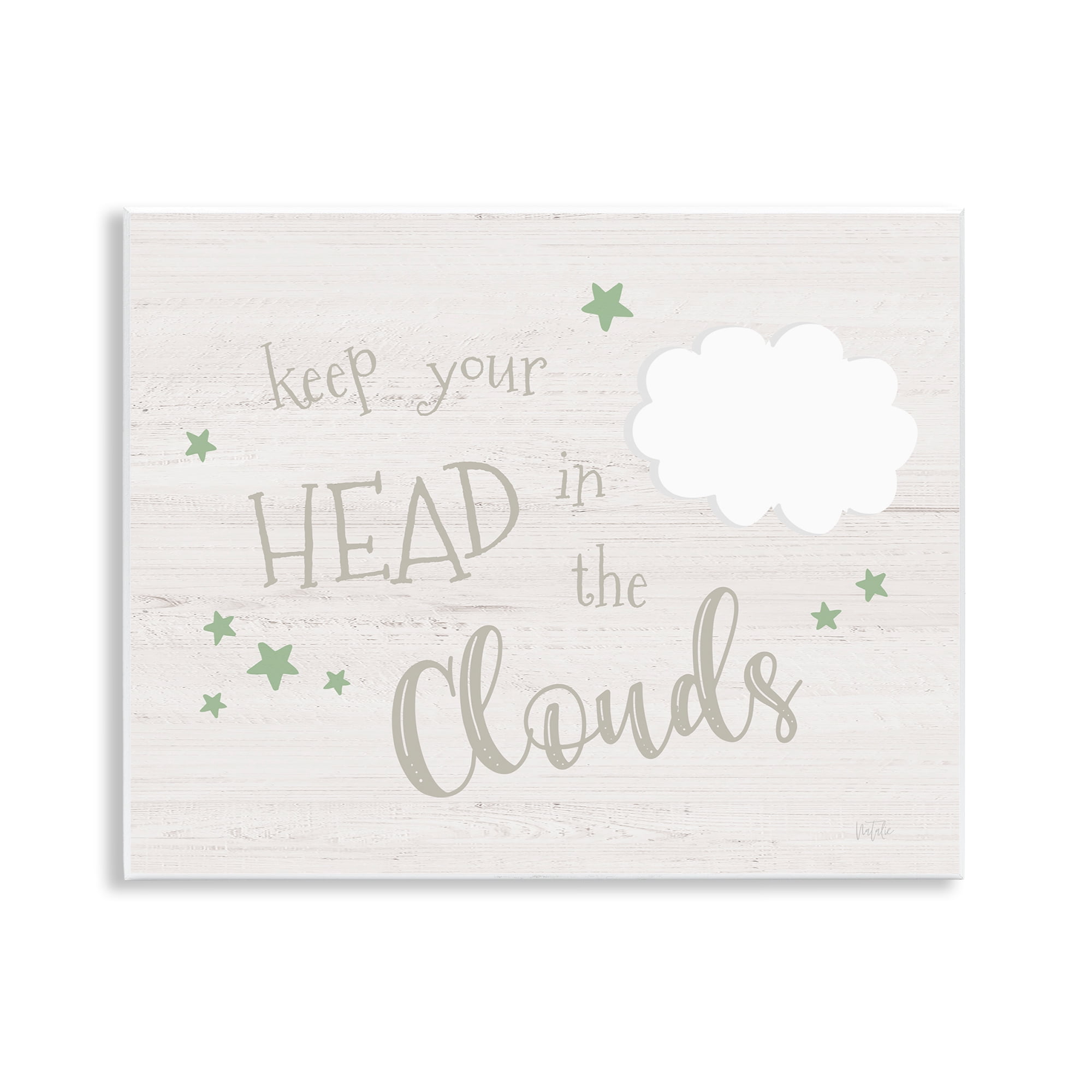 Stupell Industries Head in Clouds Phrase Landscape & Nature Painting Unframed Art Print Wall Art, 14 x 11