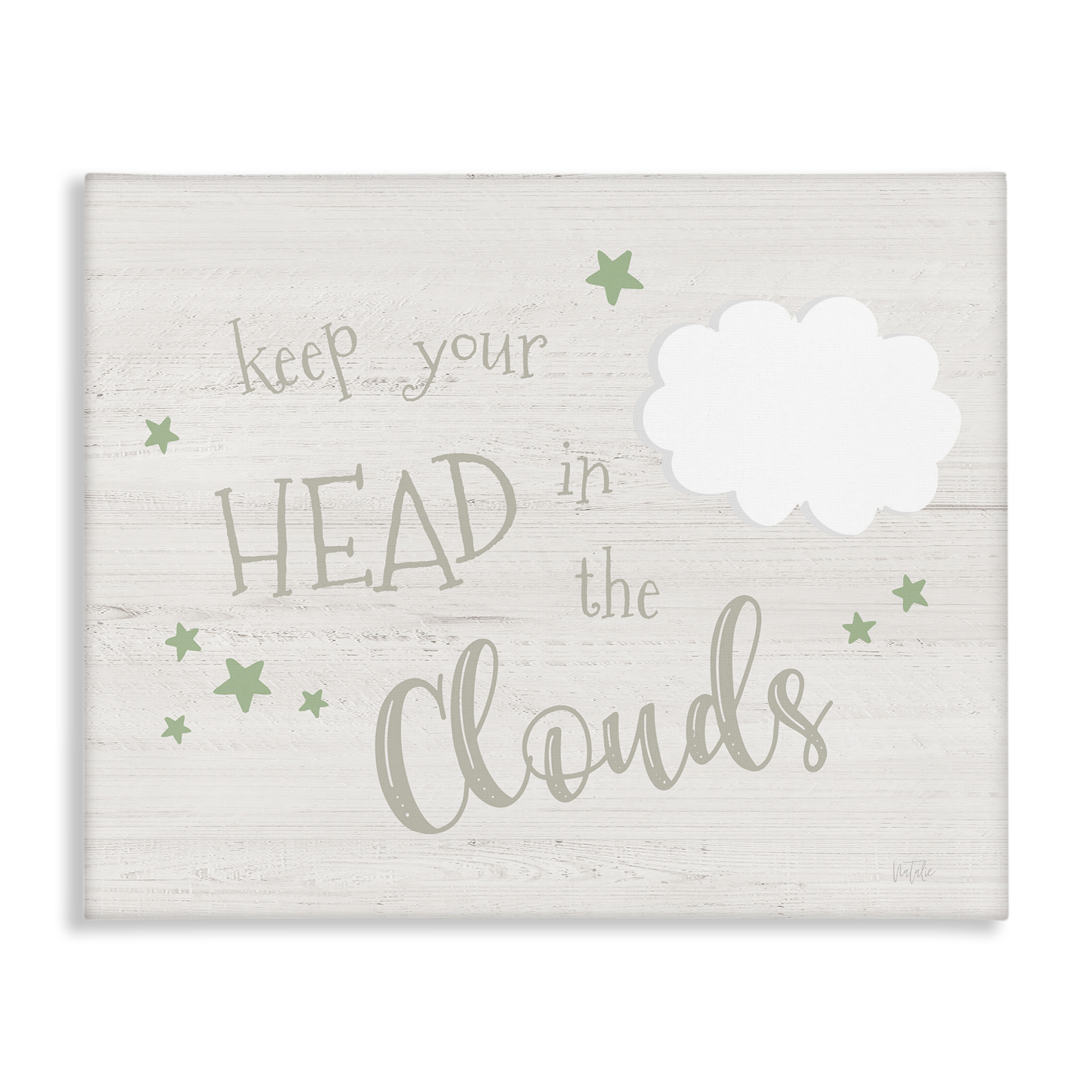 Stupell Industries Head in Clouds Phrase Landscape & Nature Painting Wrapped Canvas Art Print Wall Art, 20 x 16