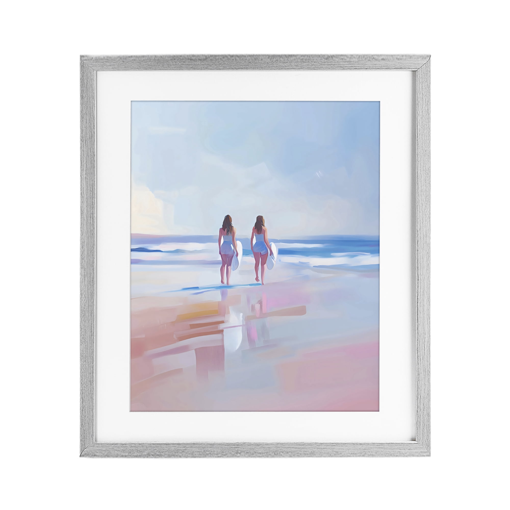 Stupell Industries Heading To Surf at Dawn Gray Framed Print Under Glass, design by The Prints Vibe