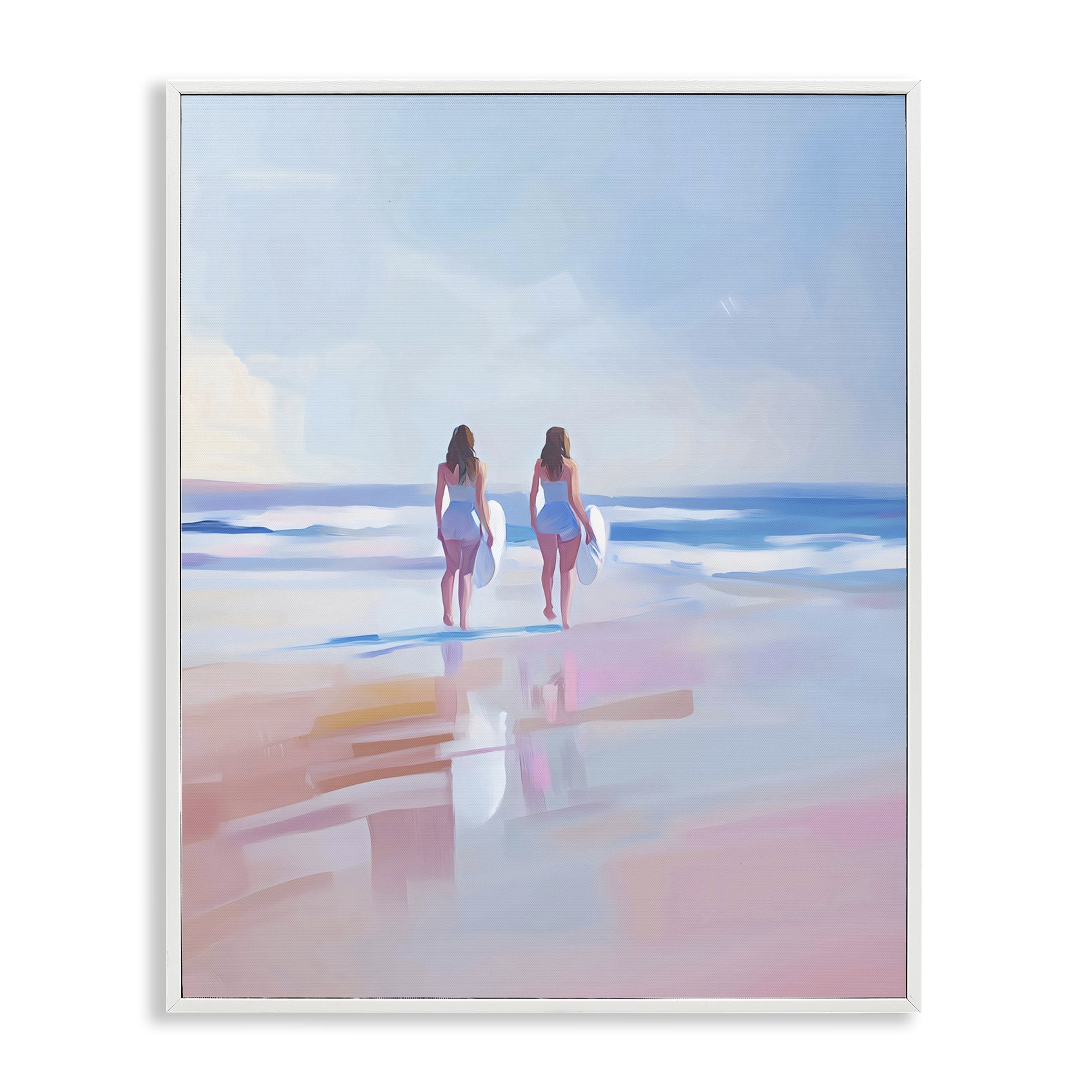 Stupell Industries Heading To Surf at Dawn White Framed Giclee Art, design by The Prints Vibe