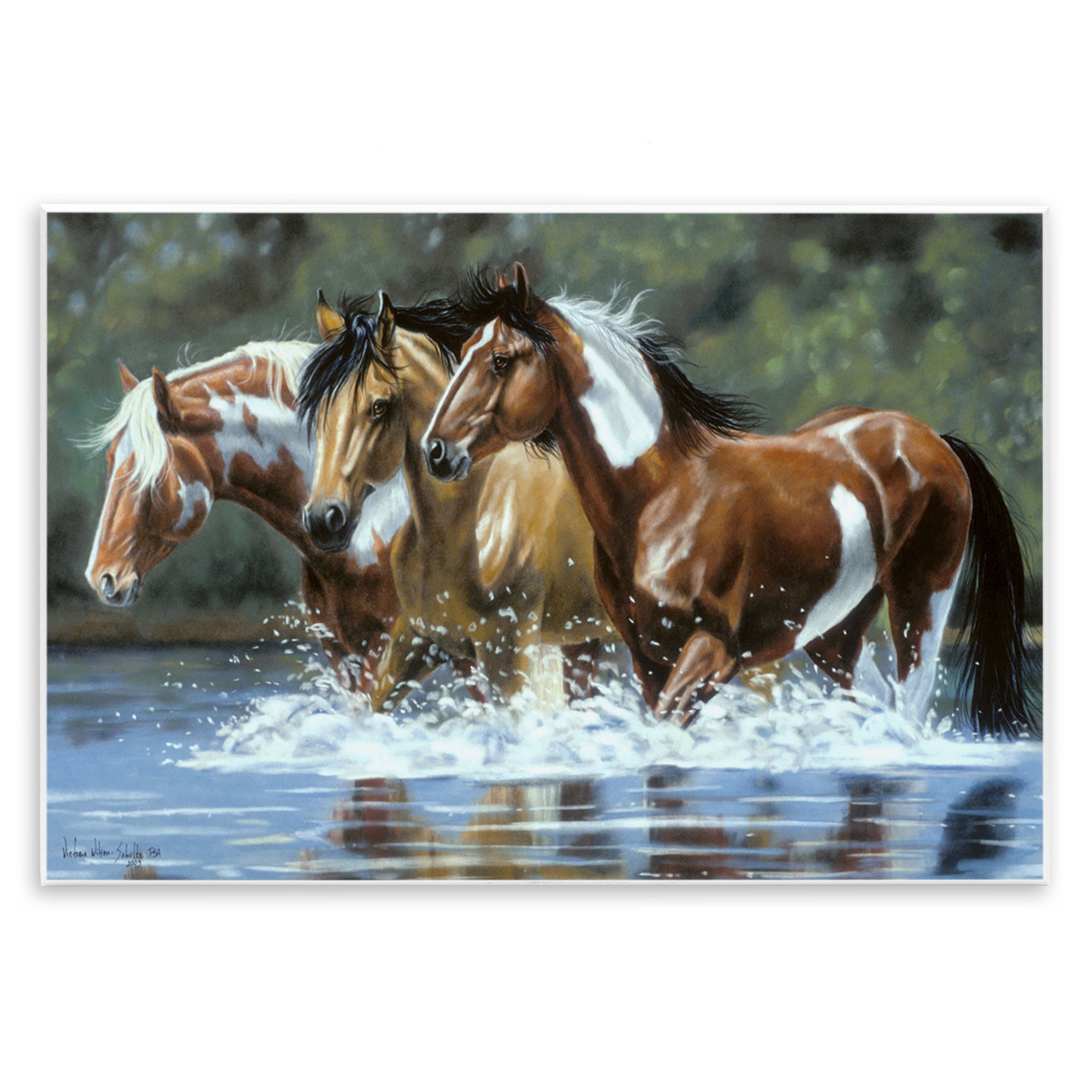 Stupell Industries Heading Upstream Horses Animals & Insects Painting Unframed Art Print Wall Art, 19 x 13