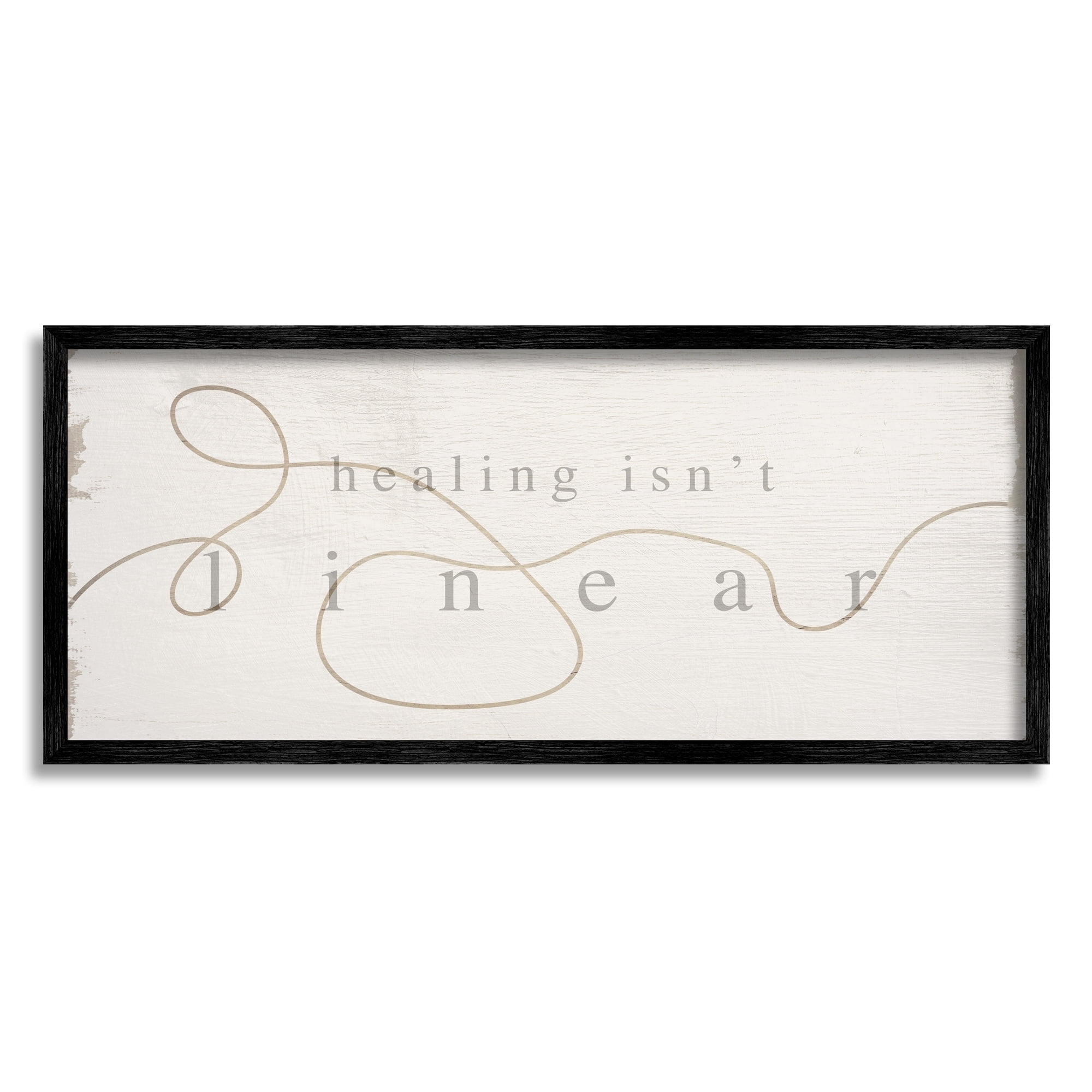 Stupell Industries Healing Isn't Linear Comforting Squiggle Line Phrase Graphic Art Black Framed Art Print Wall Art, Design by Daphne Polselli