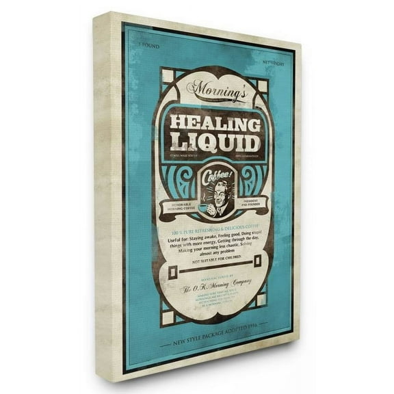 Stupell Industries Healing Liquid Coffee Vintage Comic Book Blue Design Canvas Wall Art by Ester Kay