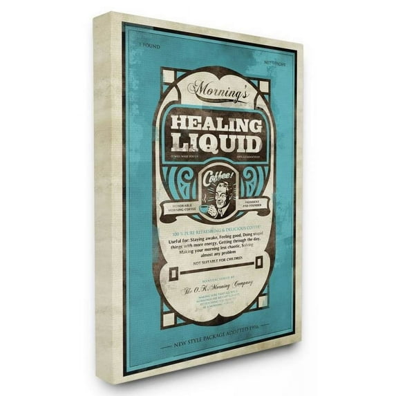 Stupell Industries Healing Liquid Coffee Vintage Comic Book Blue Design Canvas Wall Art by Ester Kay