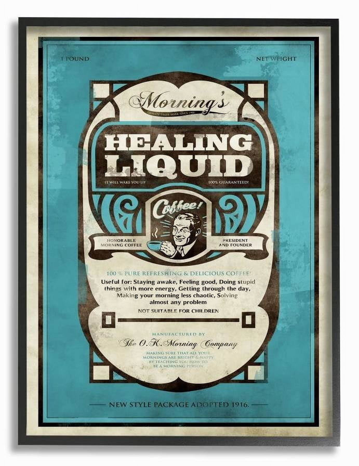 Stupell Industries Healing Liquid Coffee Vintage Comic Book Blue Design Framed Wall Art by Ester Kay