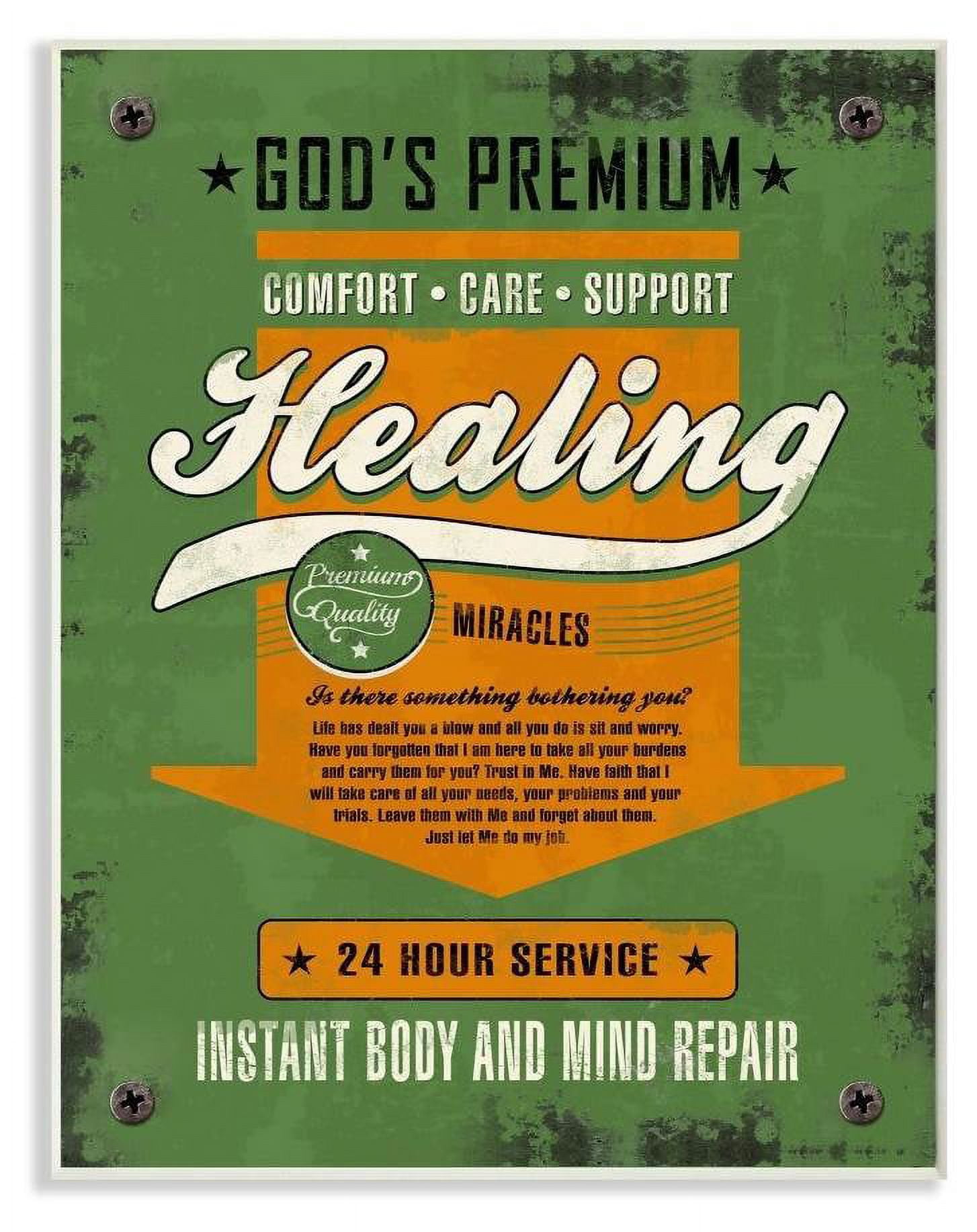 Stupell Industries Healing Miracles Vintage Comic Book Green Orange Design Wall Plaque by Ester Kay