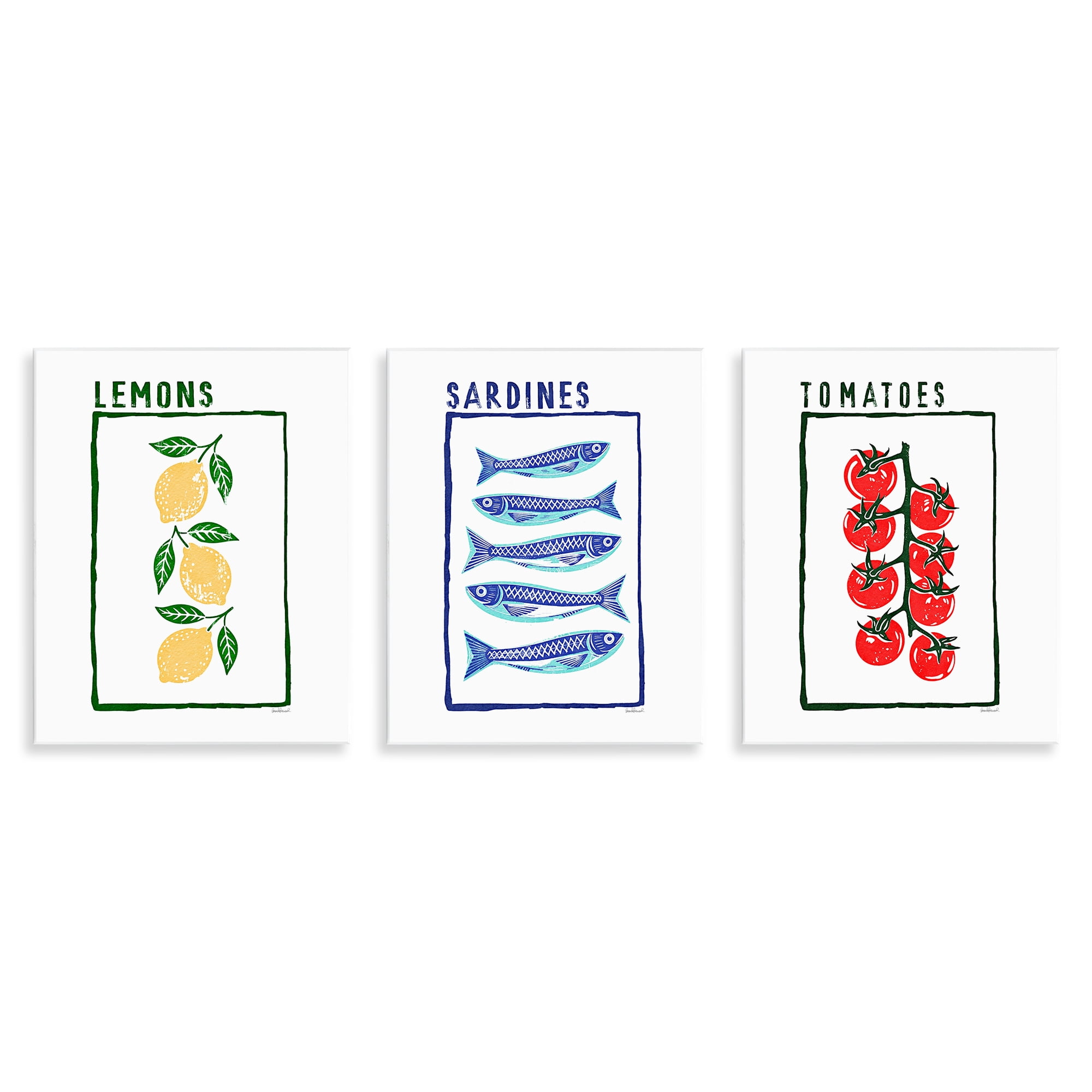 Stupell Industries Healthy Summer Foods 3 Piece Wall Plaque Art Set, design by Amanda Greenwood