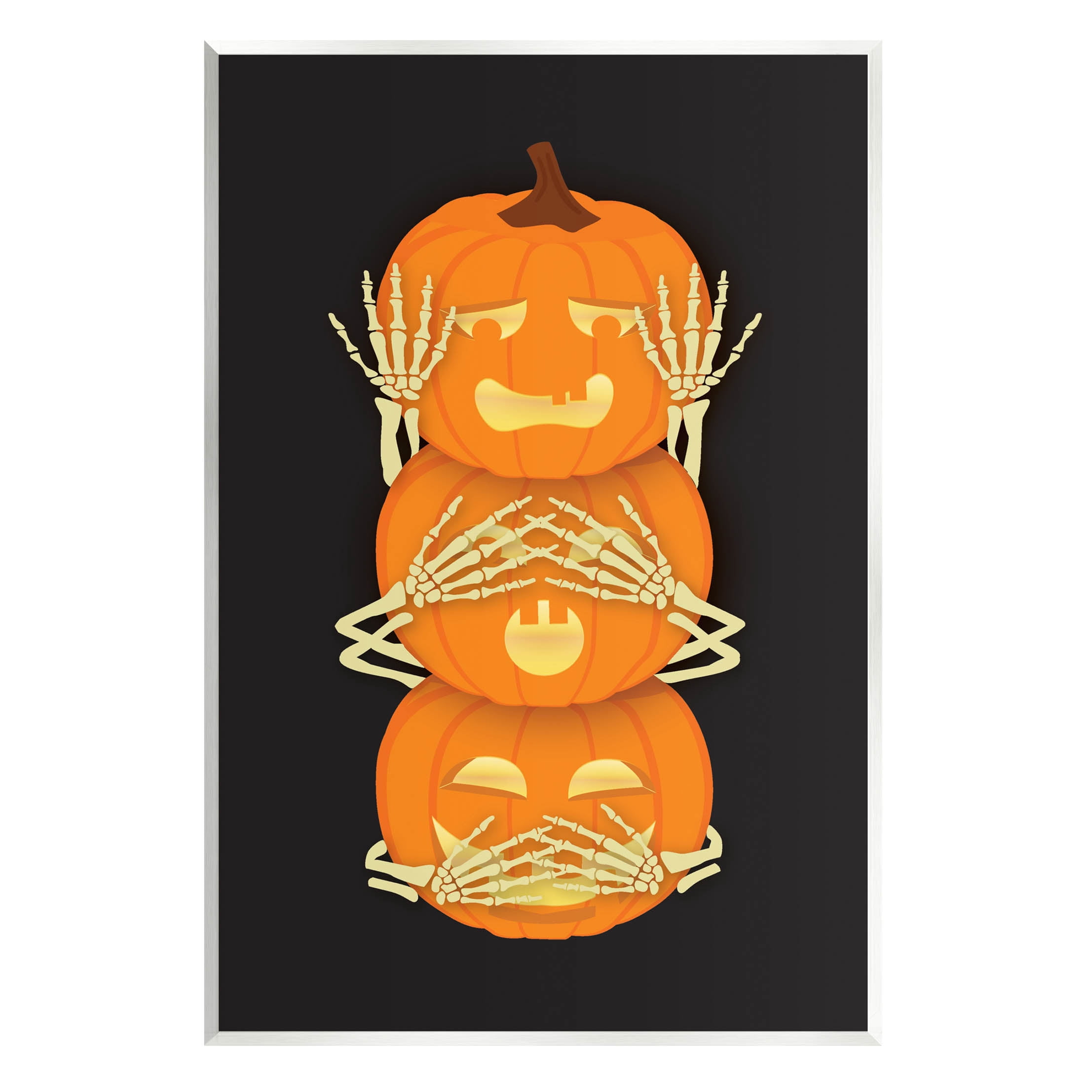 Stupell Industries Hear See Speak No Evil Pumpkins Graphic Art Unframed Art Print Wall Art, Design by Linda Birtel
