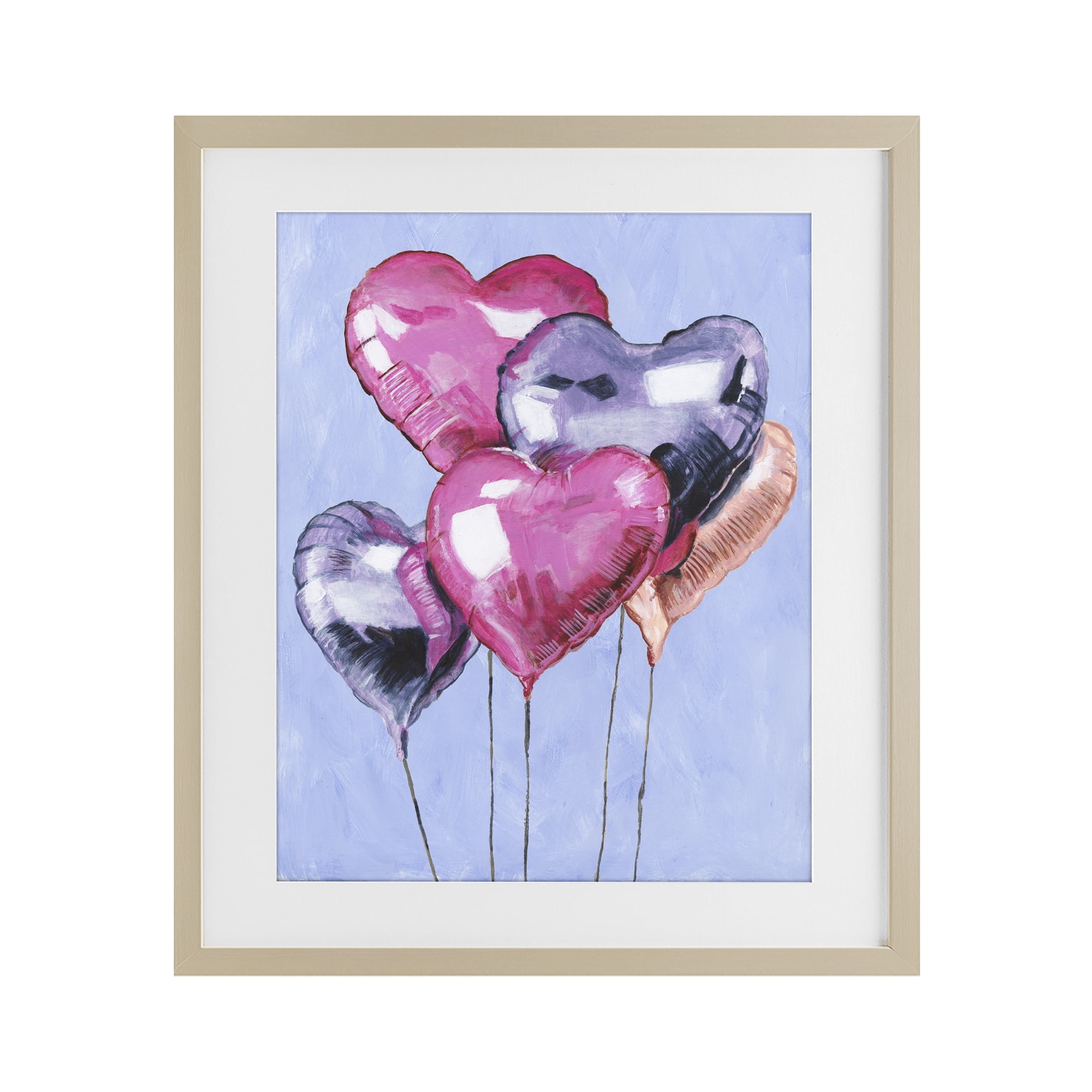 Stupell Industries Heart Balloons Celebration Birch Framed Print Under Glass, design by Michael Willett