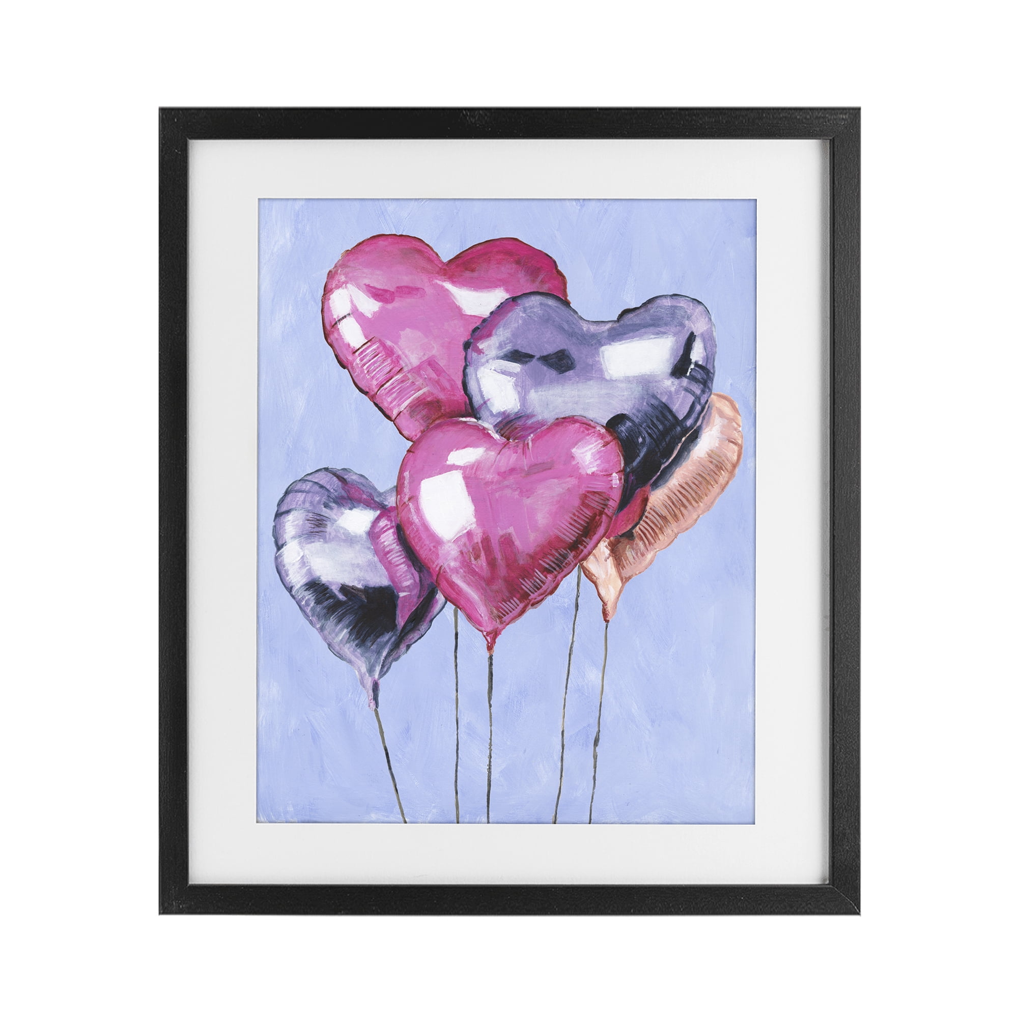Stupell Industries Heart Balloons Celebration Black Framed Print Under Glass, design by Michael Willett