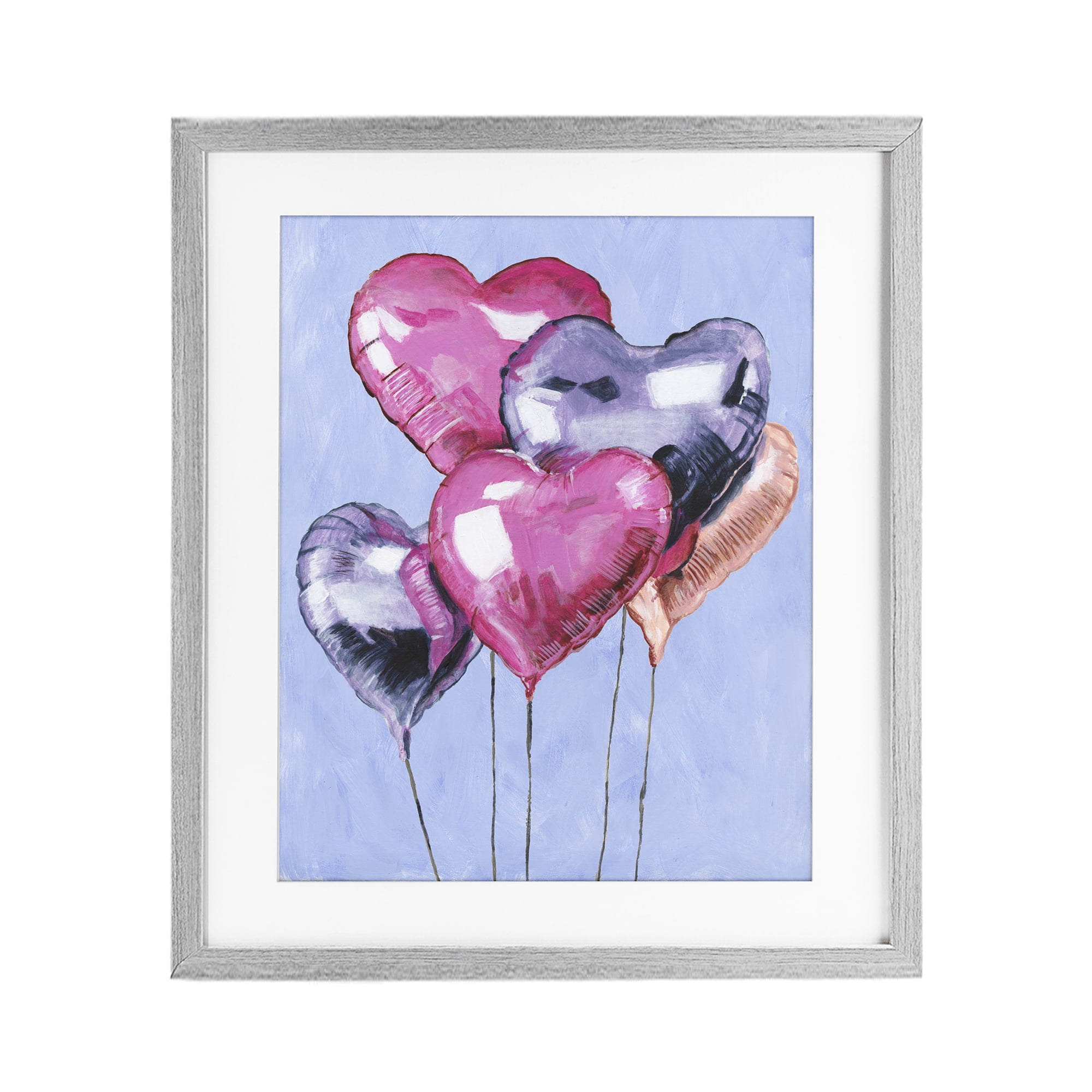 Stupell Industries Heart Balloons Celebration Gray Framed Print Under Glass, design by Michael Willett