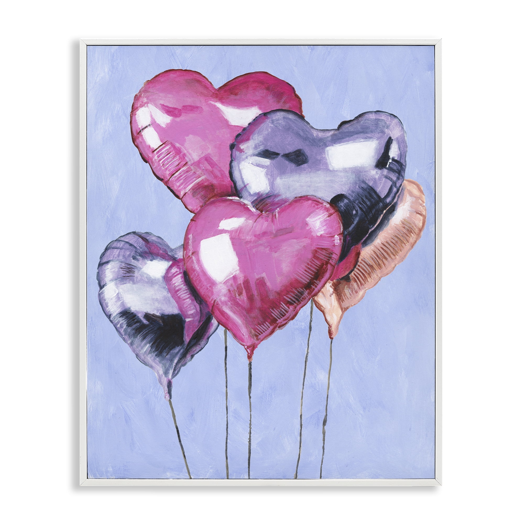 Stupell Industries Heart Balloons Celebration White Framed Giclee Art, design by Michael Willett